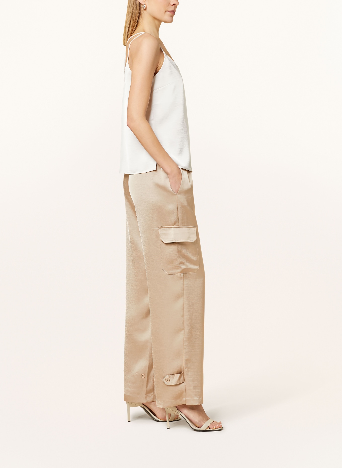 DANTE6 Wide leg trousers HARLOW made of satin, Color: TAUPE (Image 4)