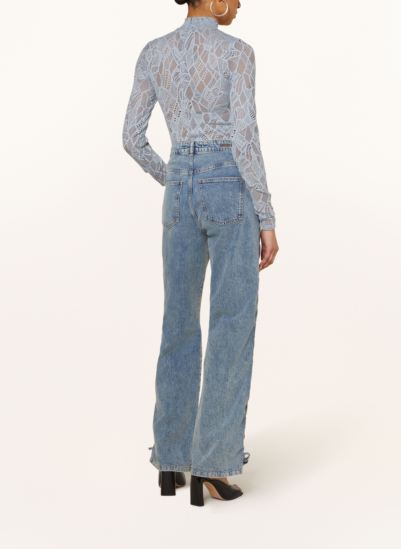 GESTUZ Long sleeve shirt HILMAGZ in lace, Color: BLUE GRAY (Image 3)