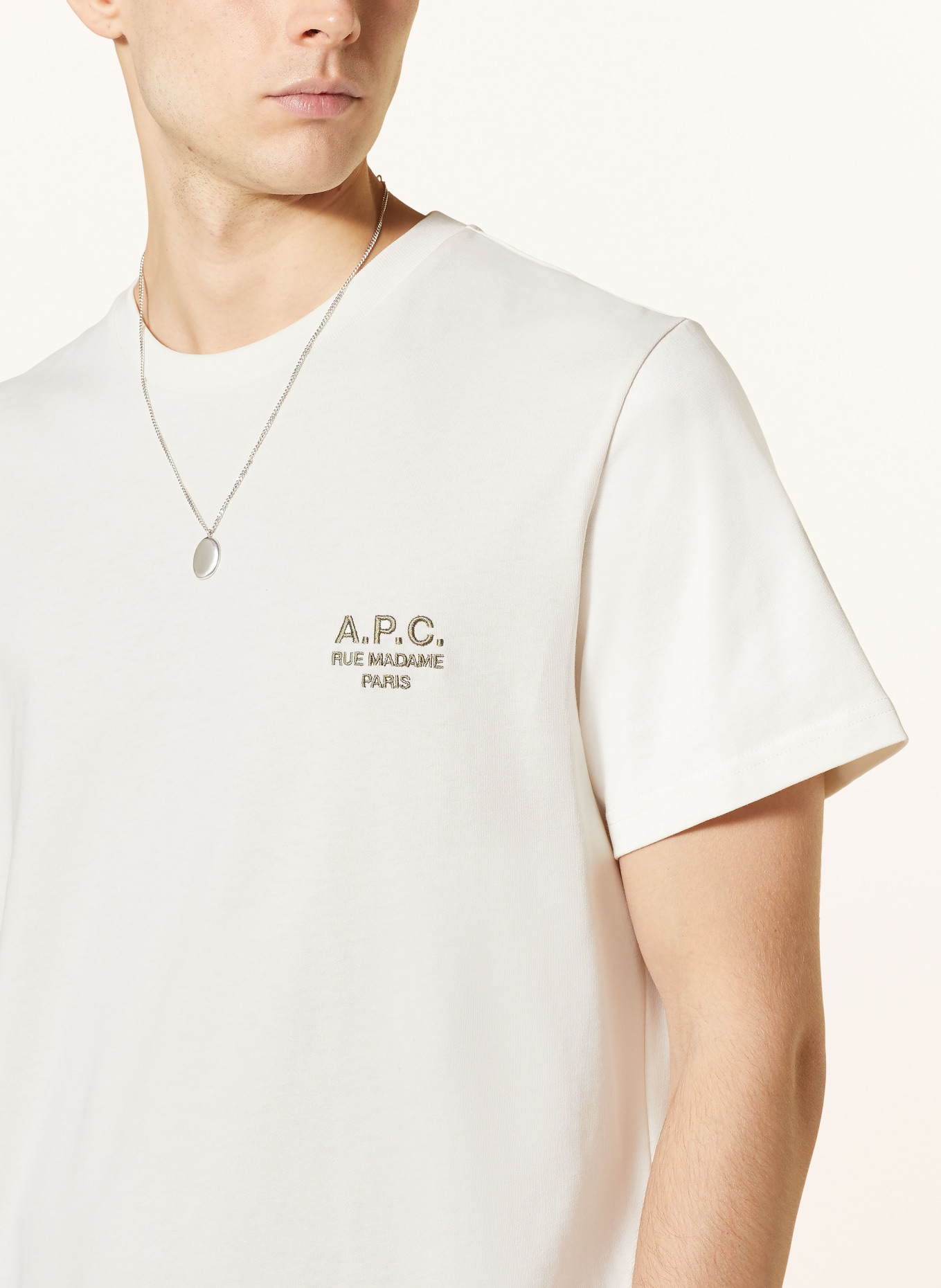A.P.C. T-shirt NEW RAYMOND, Kolor: KREMOWY/ KHAKI (Obrazek 4)