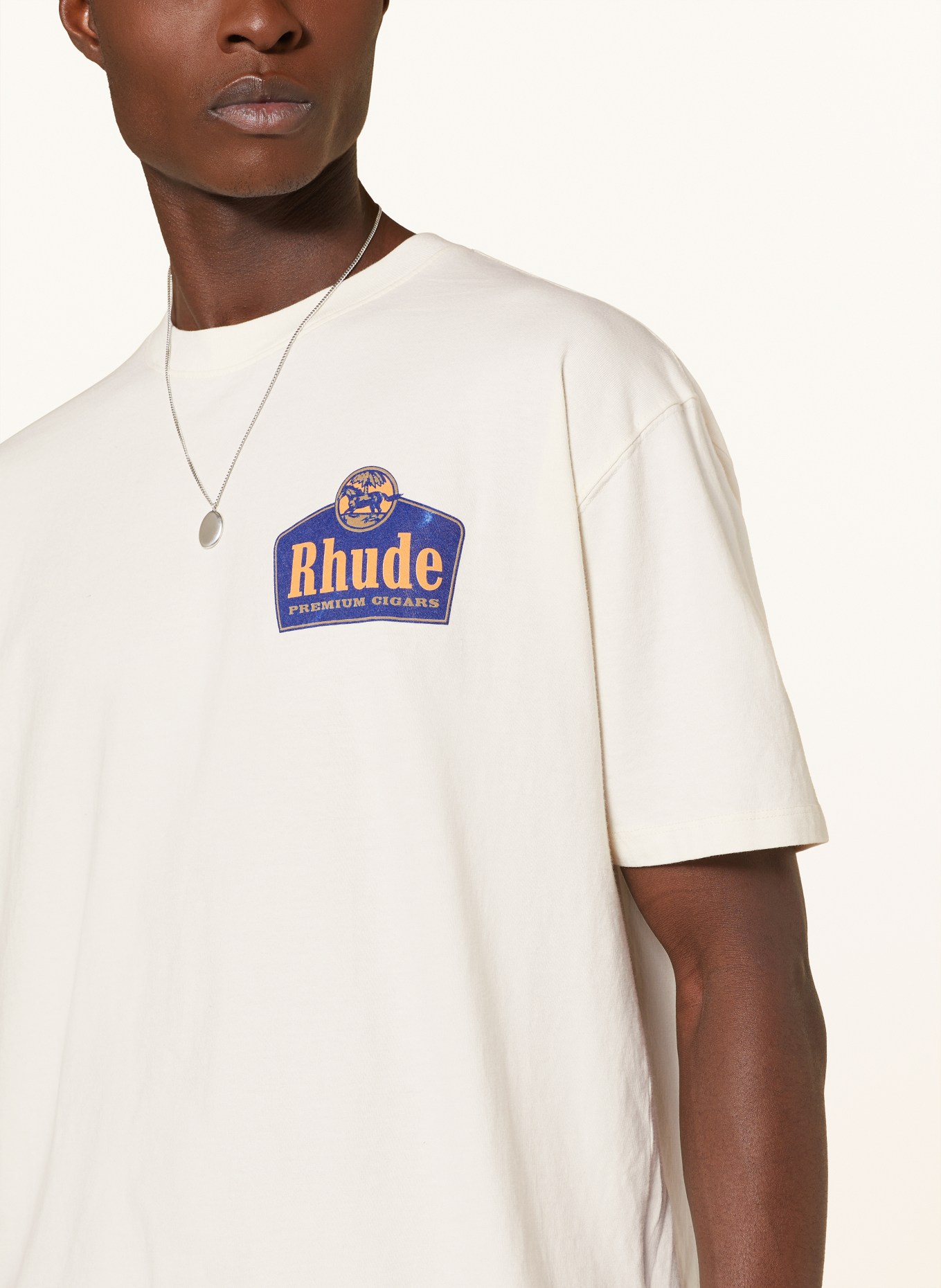 RHUDE T-shirt GRAND CRU, Kolor: ECRU/ NIEBIESKI/ POMARAŃCZOWY (Obrazek 4)