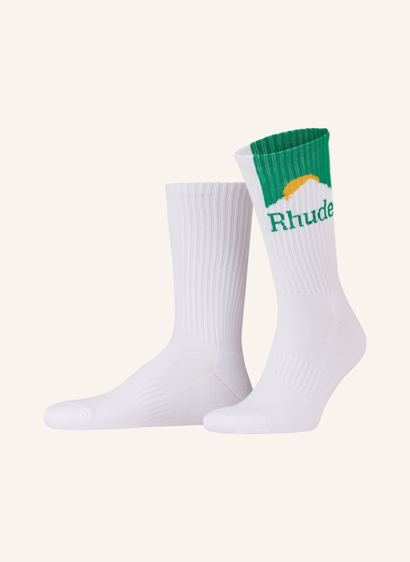 RHUDE Ponožky MOONLIGHT, Barva: WHITE/GREEN/YELLOW (Obrázek 1)