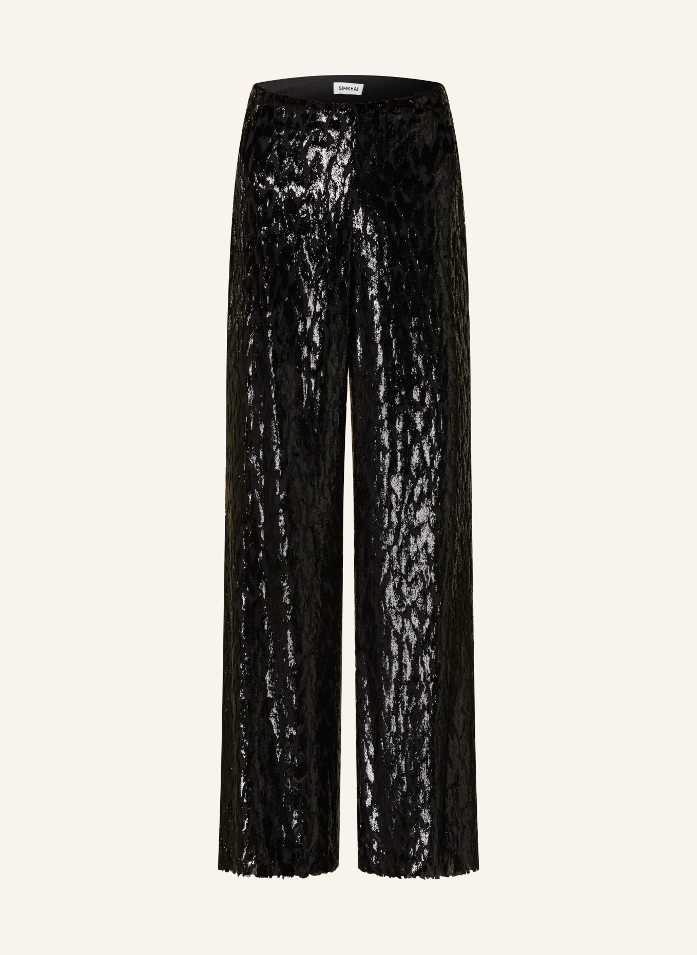 SIMKHAI Wide leg trousers SHIVON with silk and glitter thread, Color: BLACK (Image 1)
