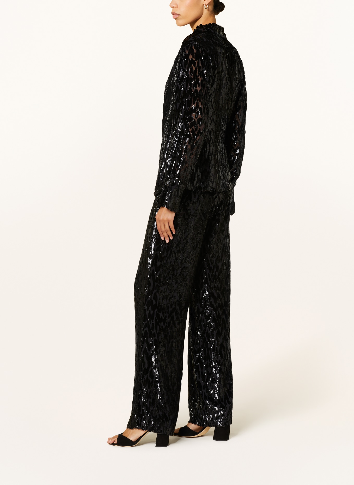 SIMKHAI Wide leg trousers SHIVON with silk and glitter thread, Color: BLACK (Image 4)