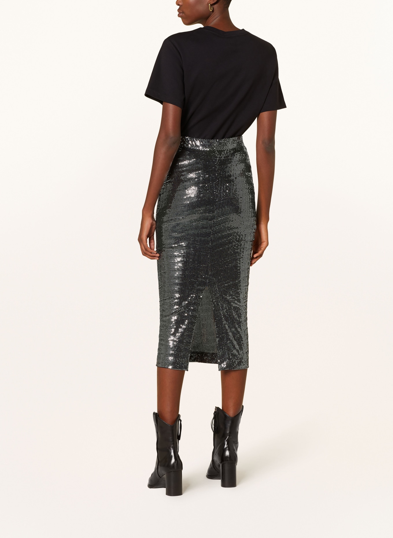 ESSENTIEL ANTWERP Skirt ESPARKLING with sequins, Color: BLACK/ SILVER (Image 3)