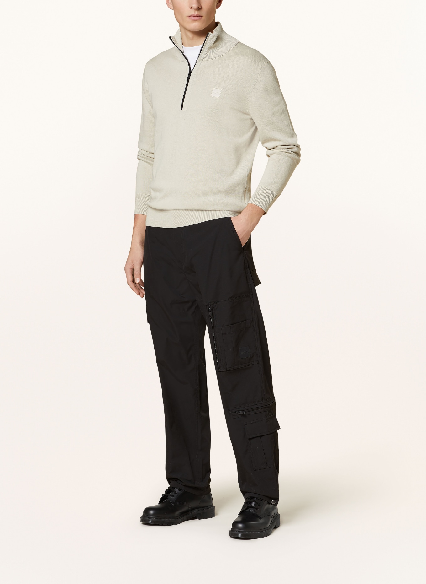 BOSS Half-zip sweater KANOBIX, Color: BEIGE (Image 2)