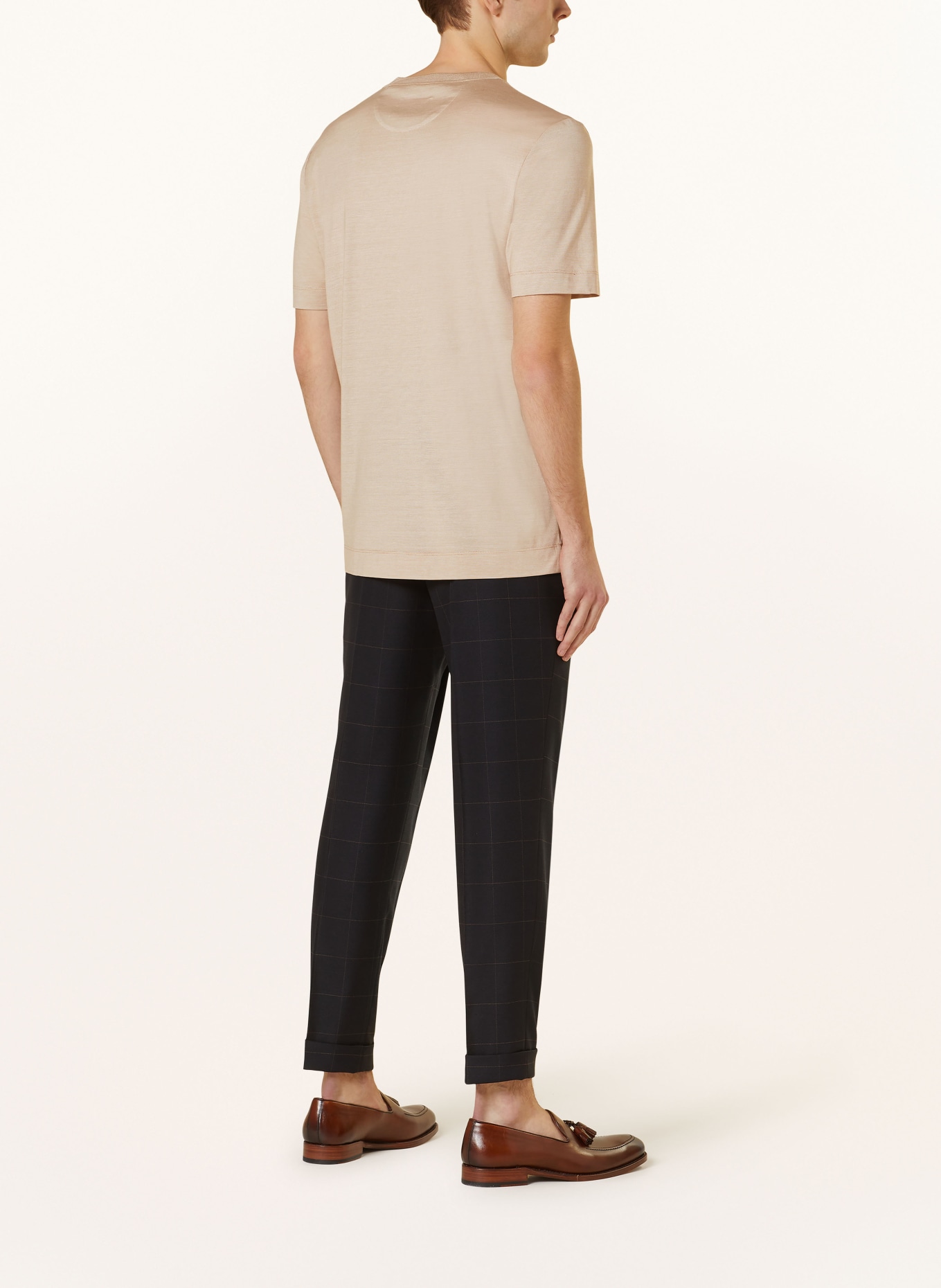 BOSS T-shirt TESAR with silk, Color: BROWN (Image 3)