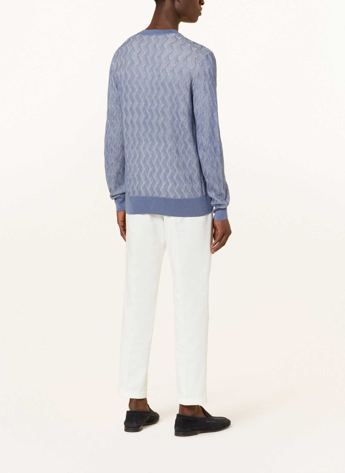 BOSS Sweater PRIMO in silk, Color: LIGHT BLUE/ WHITE (Image 3)