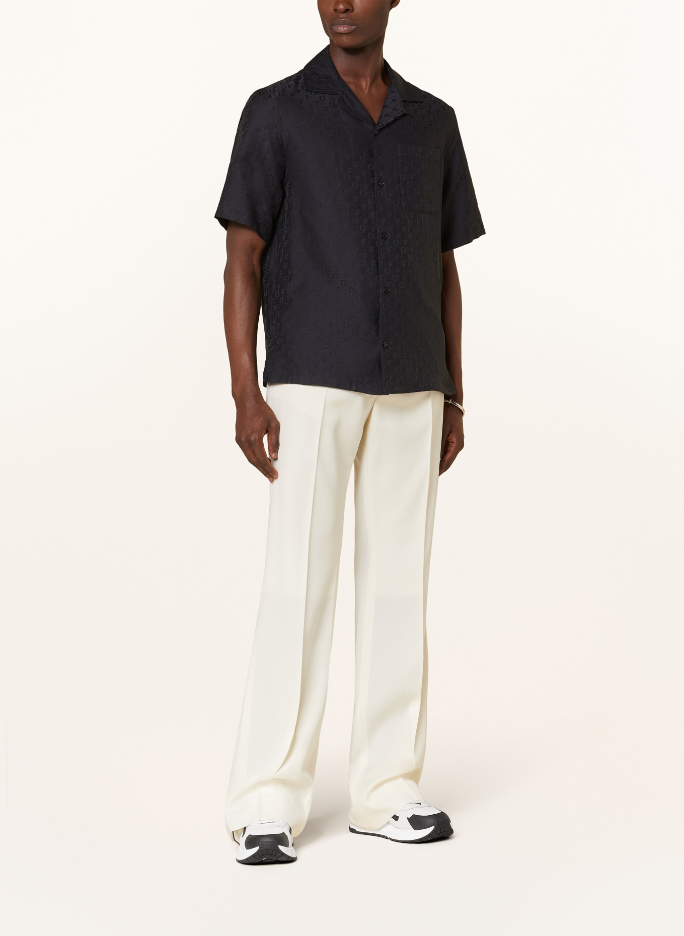 Off-White Resorthemd Regular Fit mit Seide, Farbe: SCHWARZ (Bild 2)