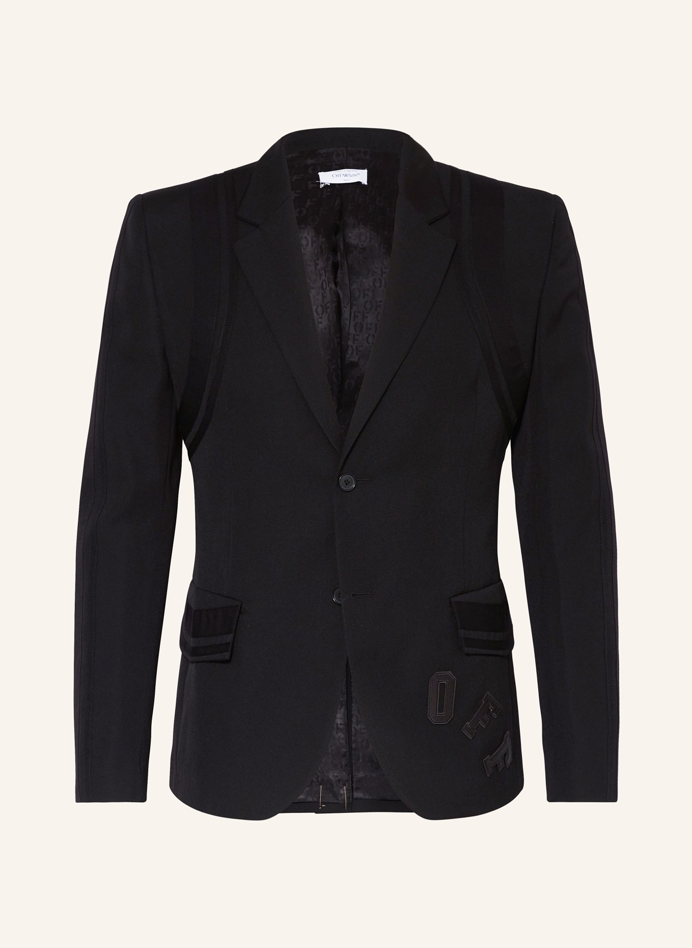 Off-White Suit jacket extra slim fit with tuxedo stripes, Color: BLACK (Image 1)