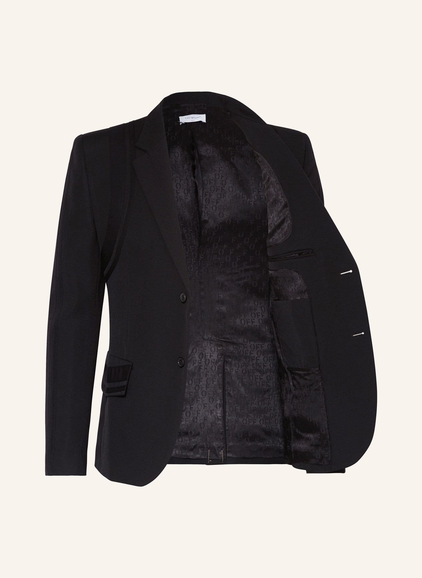Off-White Suit jacket extra slim fit with tuxedo stripes, Color: BLACK (Image 4)