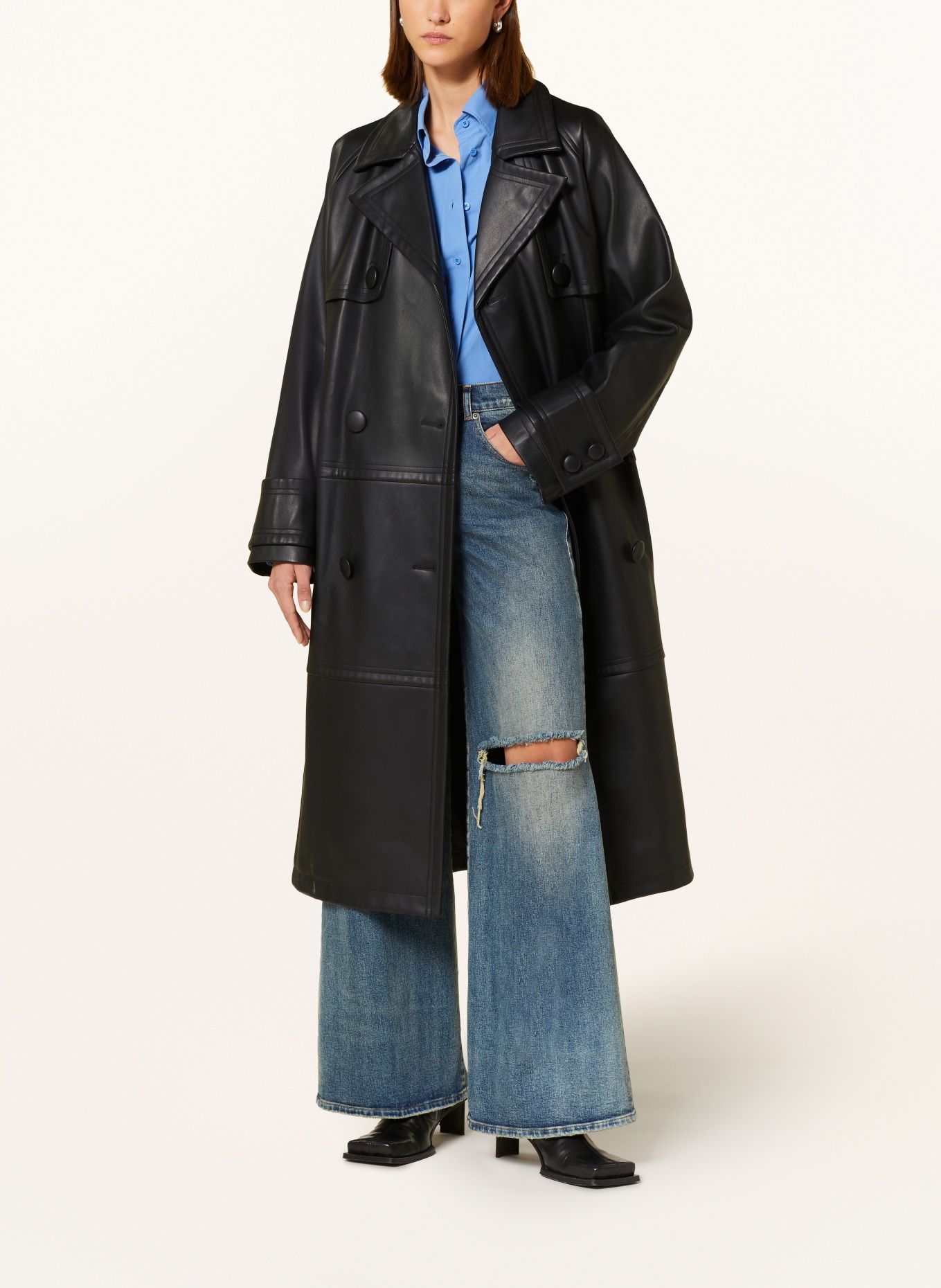 STAND STUDIO Trench coat BETTY made of leather, Color: BLACK (Image 2)