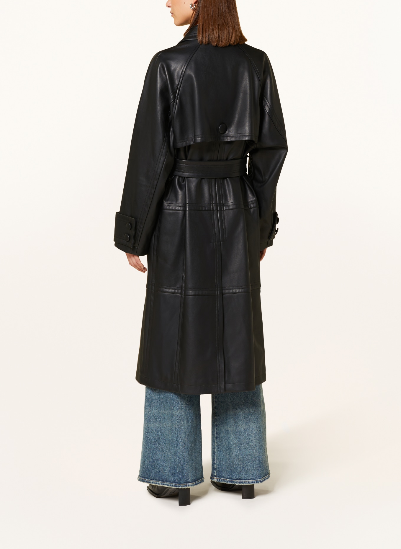 STAND STUDIO Trench coat BETTY made of leather, Color: BLACK (Image 3)