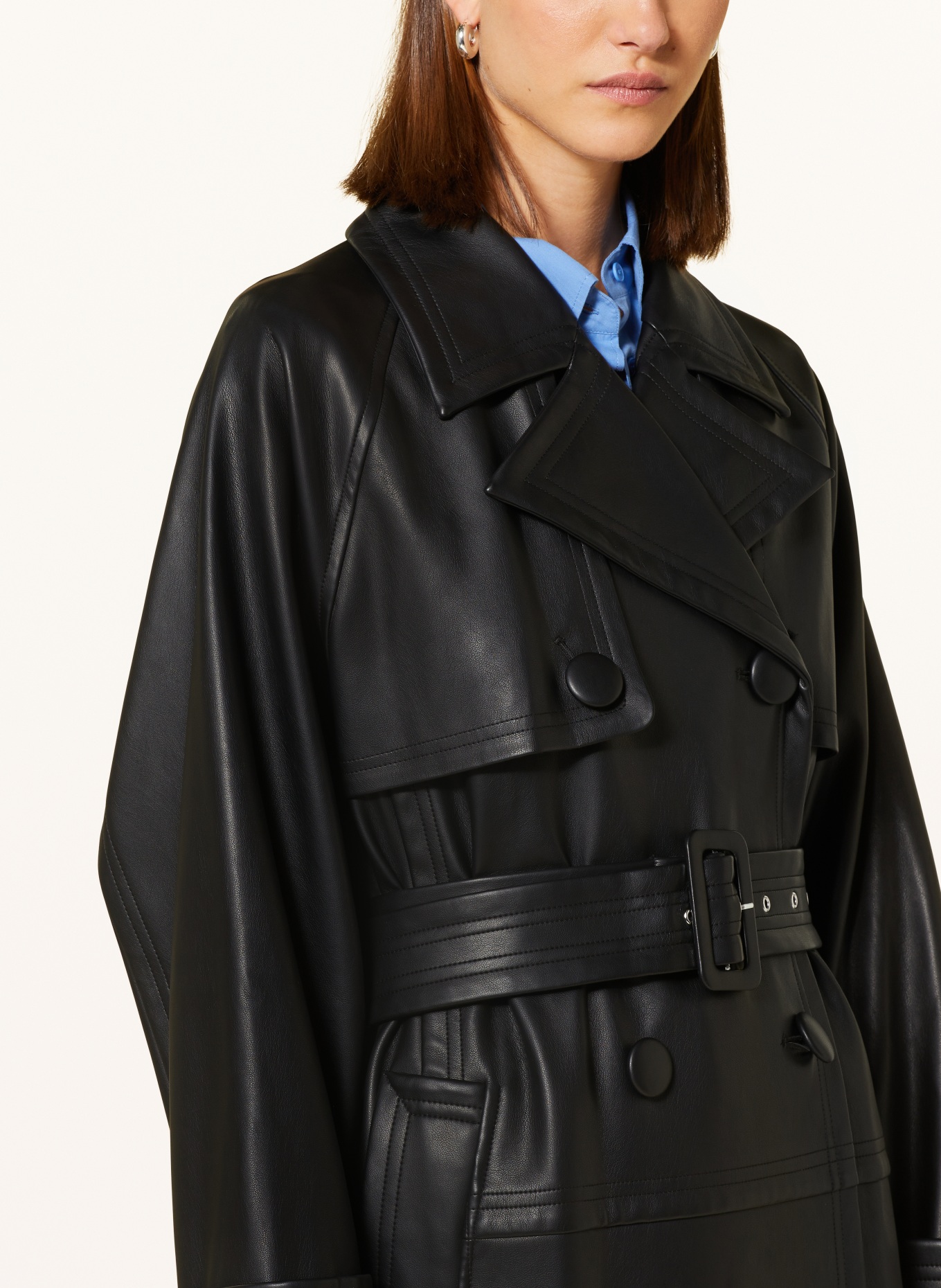 STAND STUDIO Trench coat BETTY made of leather, Color: BLACK (Image 4)