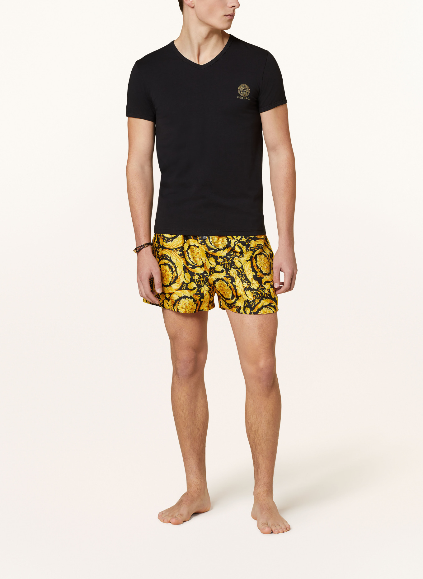 VERSACE Pajama shorts made of silk, Color: BLACK/ GOLD (Image 2)