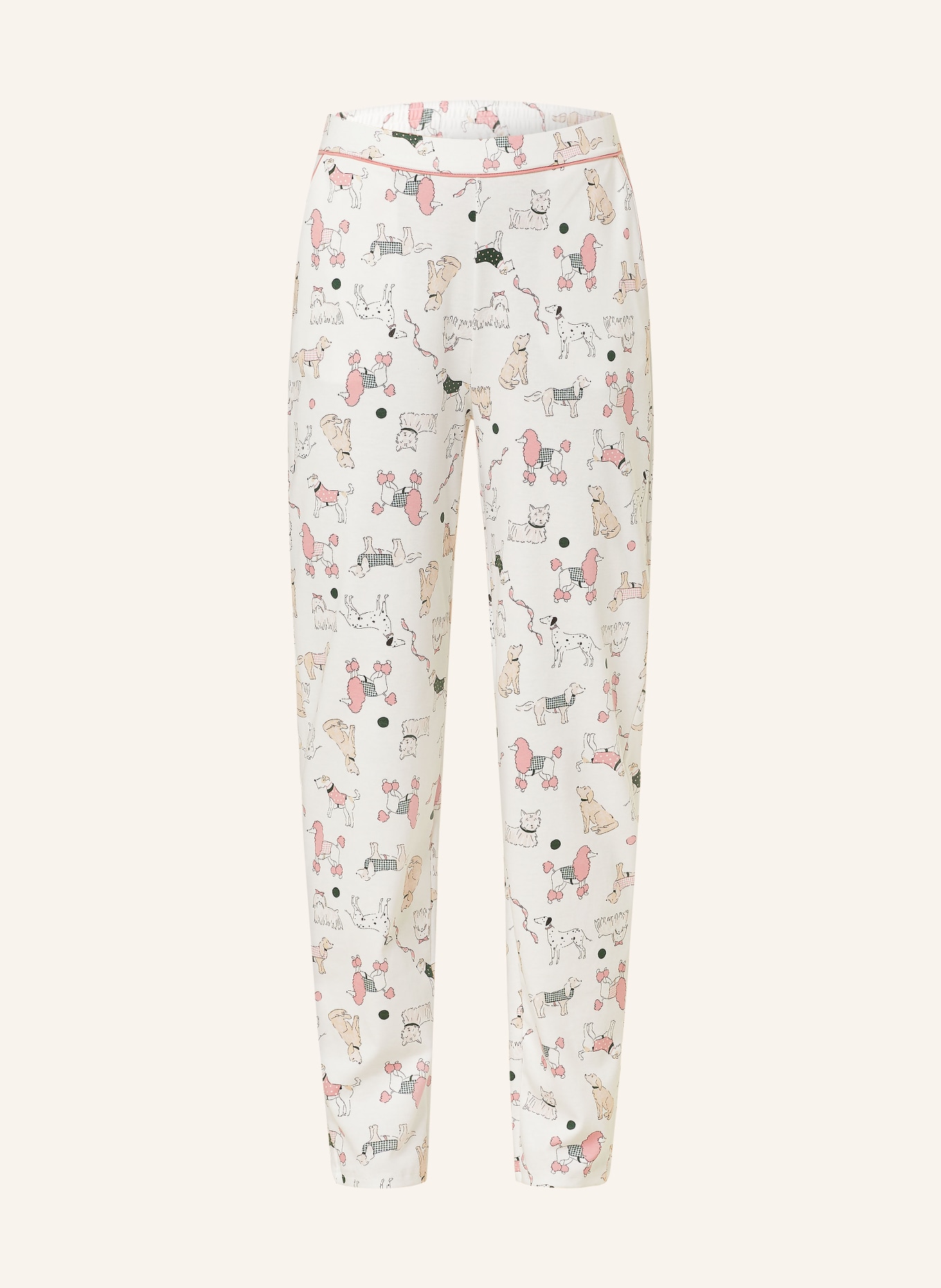 CALIDA Pajama pants FAVOURITES DOG, Color: WHITE/ BEIGE/ LIGHT RED (Image 1)