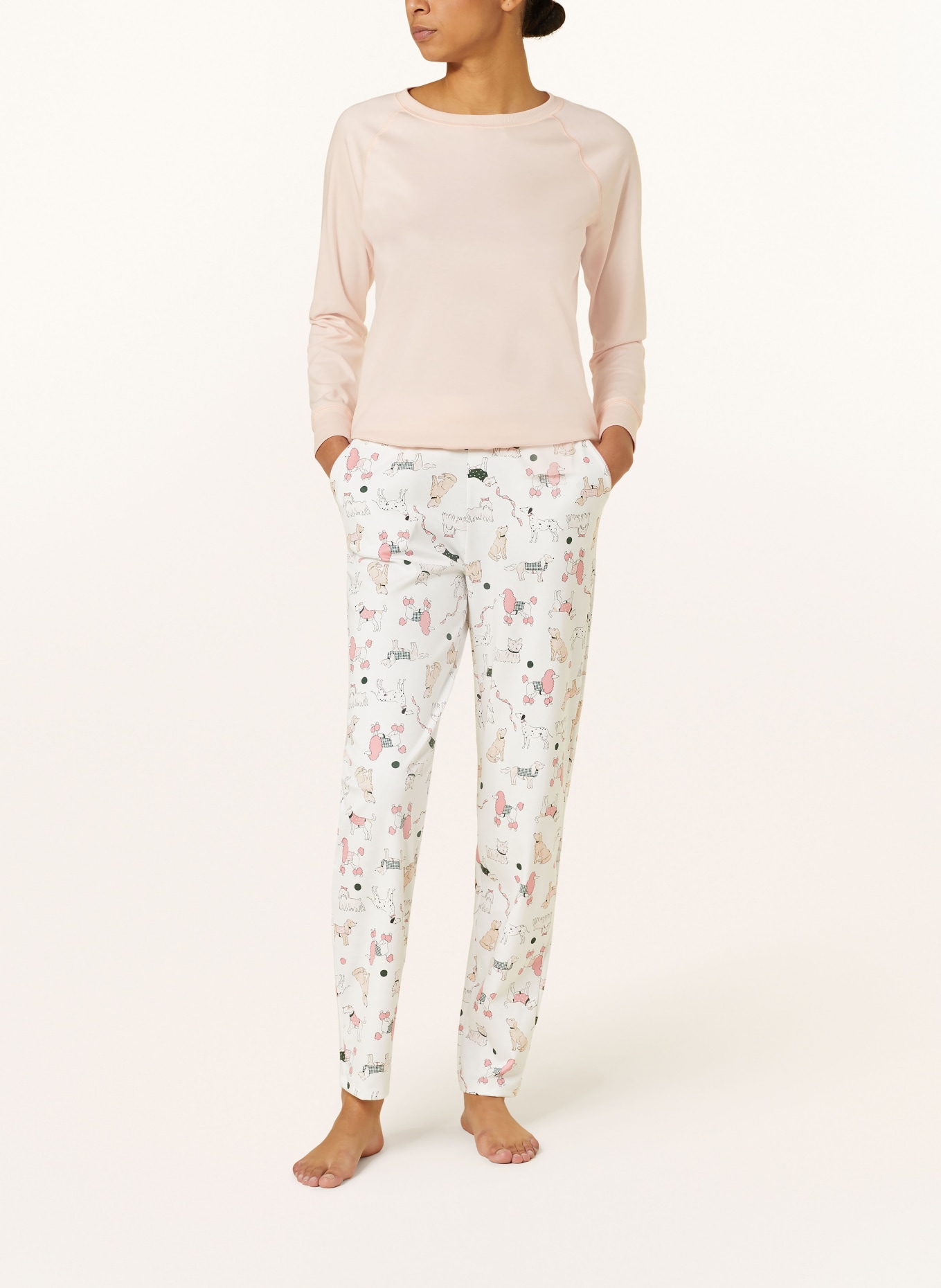 CALIDA Pajama pants FAVOURITES DOG, Color: WHITE/ BEIGE/ LIGHT RED (Image 2)
