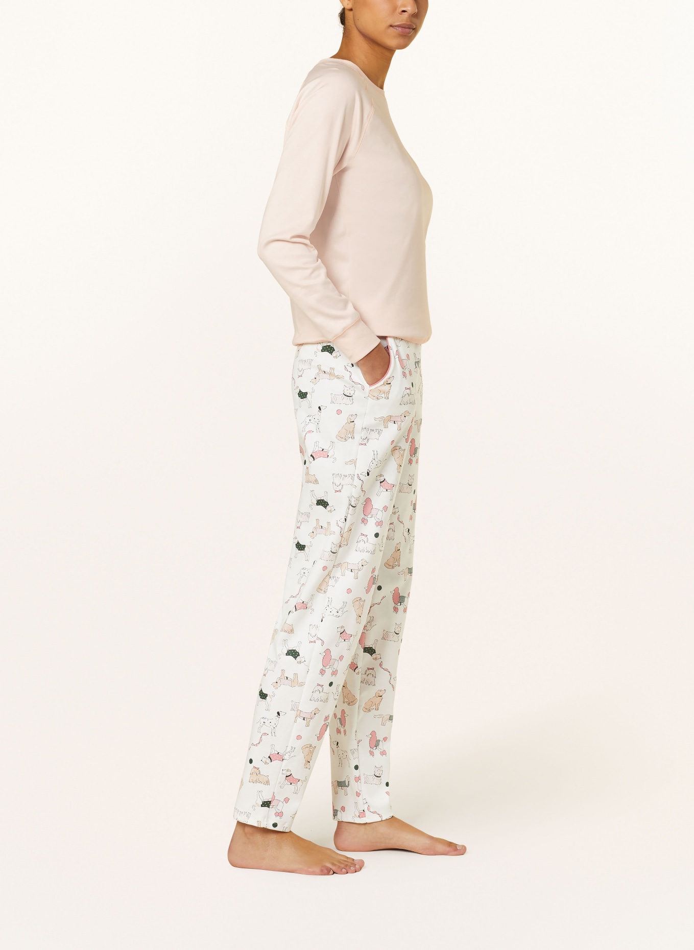 CALIDA Pajama pants FAVOURITES DOG, Color: WHITE/ BEIGE/ LIGHT RED (Image 4)