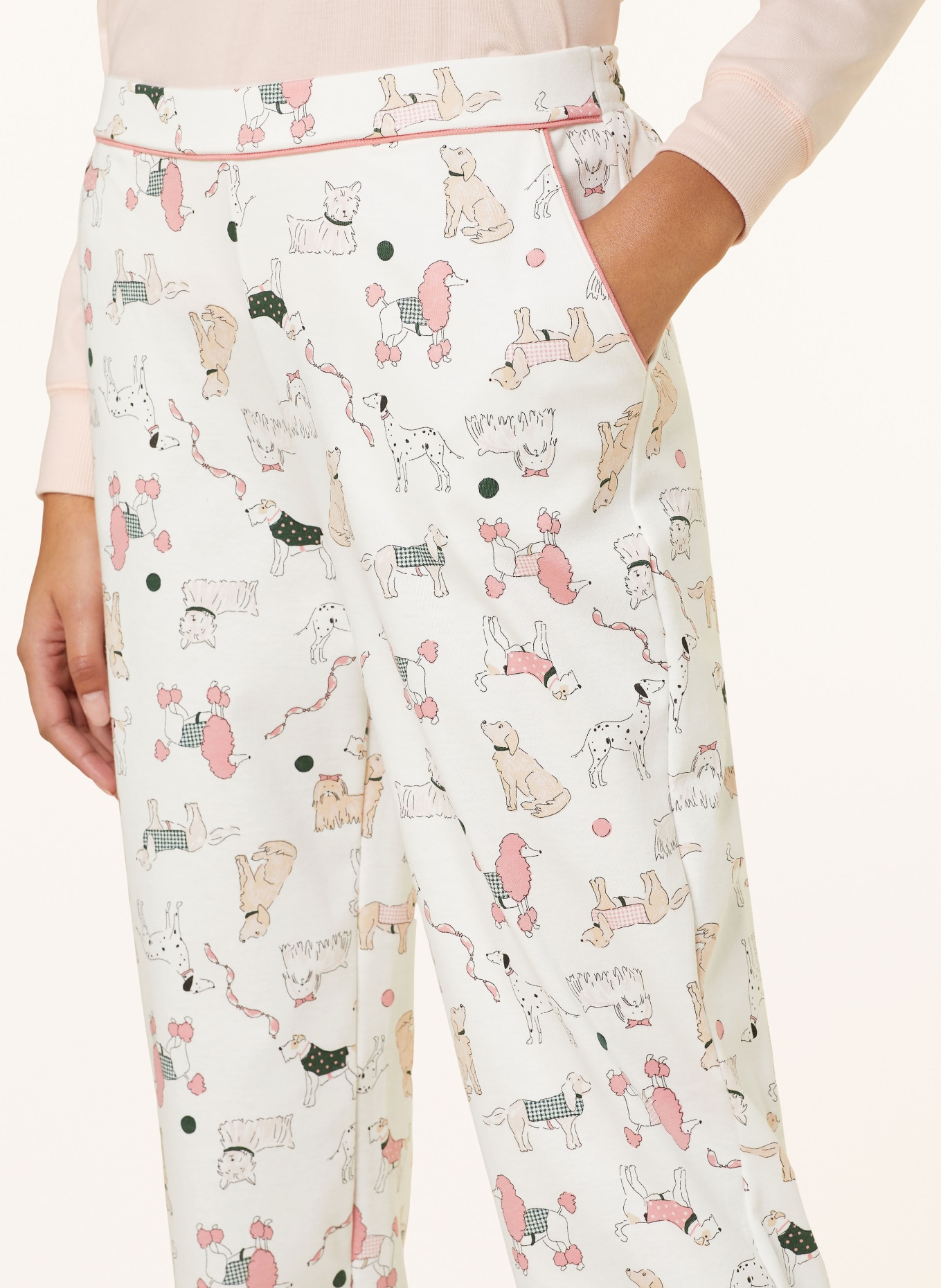 CALIDA Pajama pants FAVOURITES DOG, Color: WHITE/ BEIGE/ LIGHT RED (Image 5)