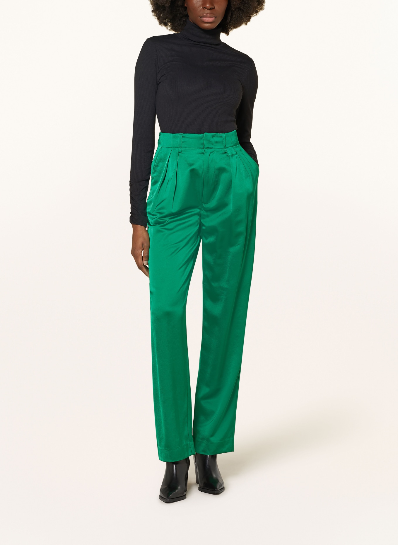 SCOTCH & SODA Satin trousers FAYE, Color: GREEN (Image 2)