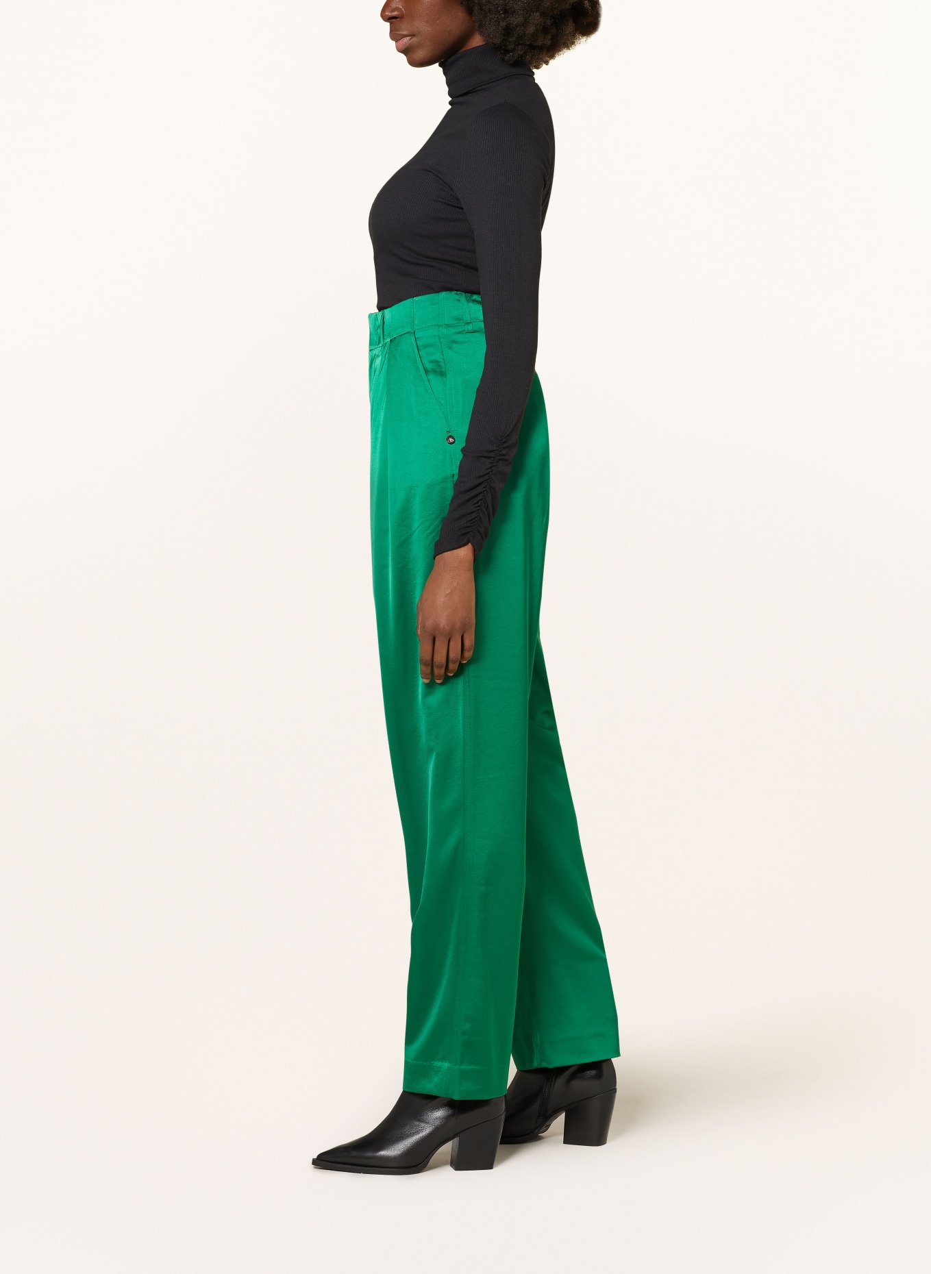 SCOTCH & SODA Satin trousers FAYE, Color: GREEN (Image 4)
