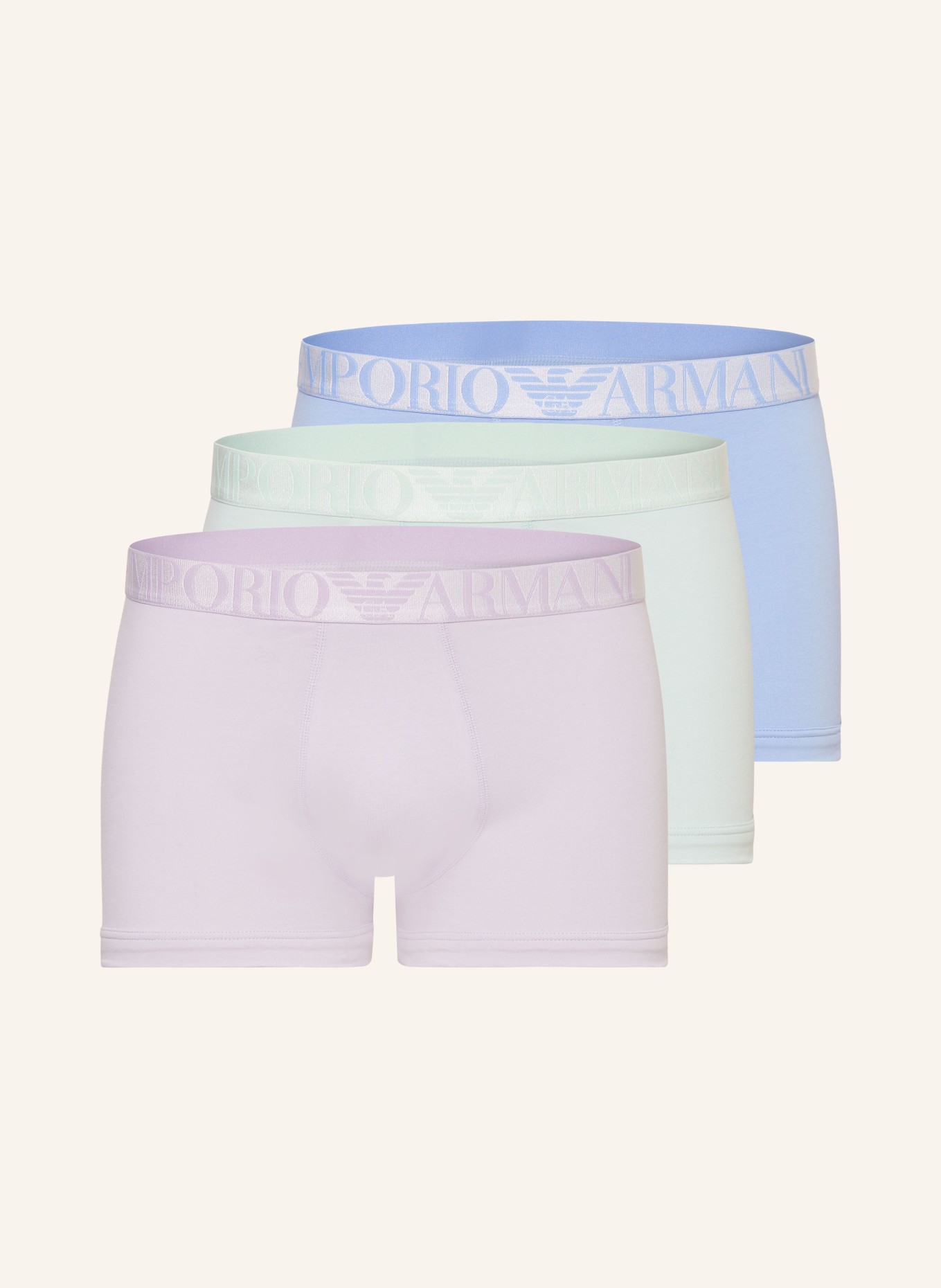 EMPORIO ARMANI 3-pack boxer shorts, Color: LIGHT PURPLE/ MINT/ LIGHT BLUE (Image 1)