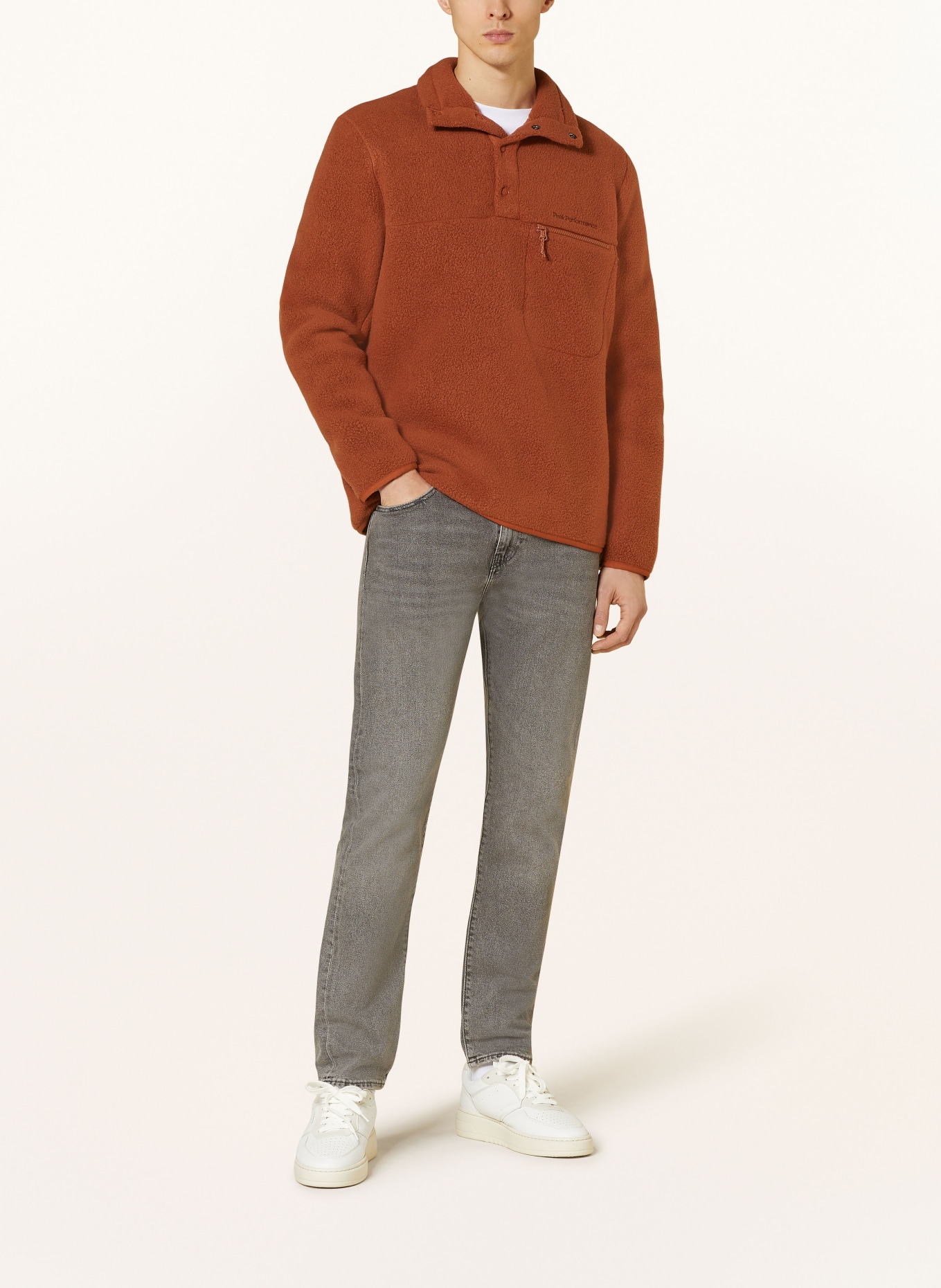 Peak Performance Fleece half-zip sweater SNAP, Color: DARK ORANGE (Image 2)