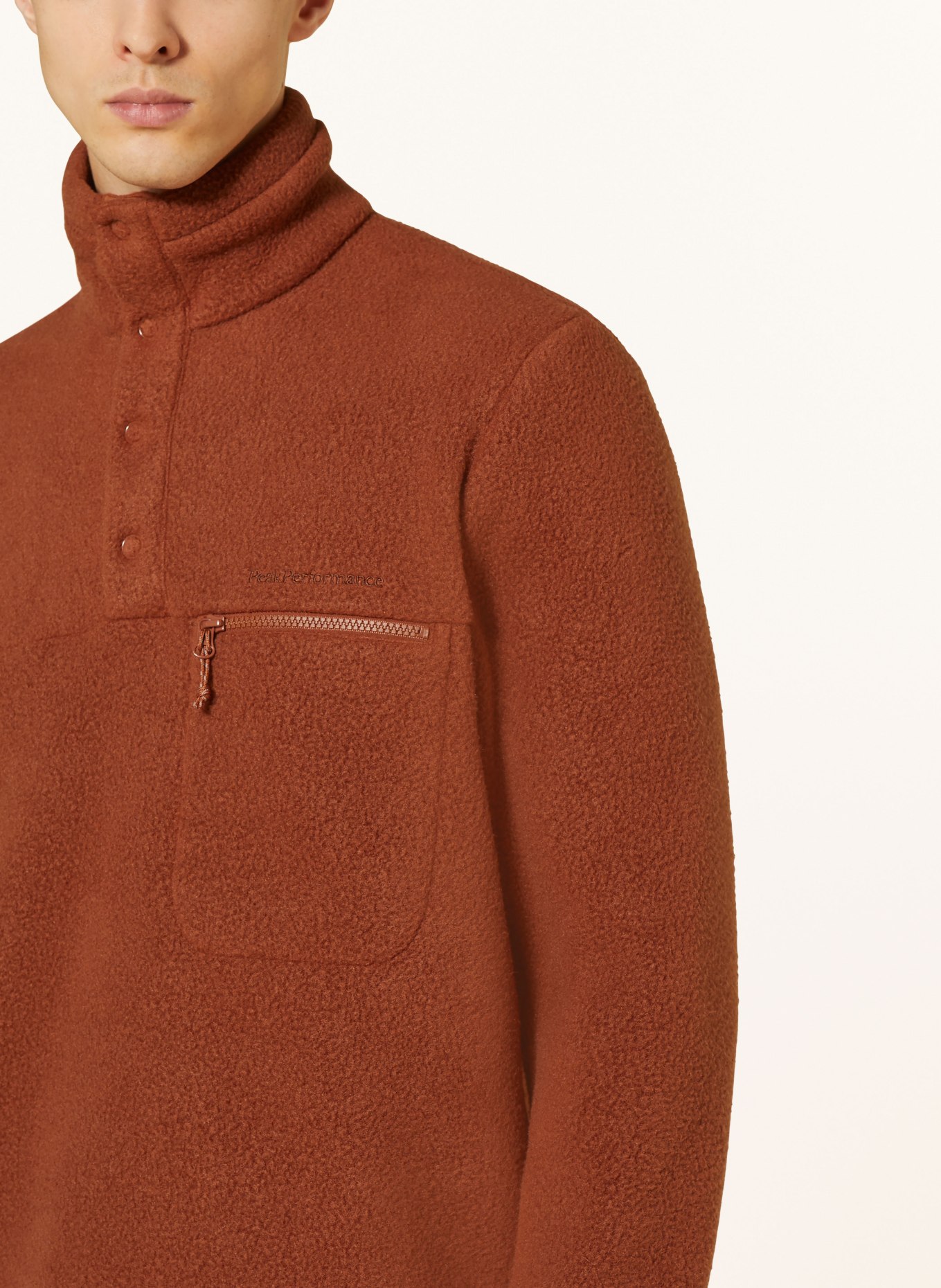 Peak Performance Fleece half-zip sweater SNAP, Color: DARK ORANGE (Image 4)