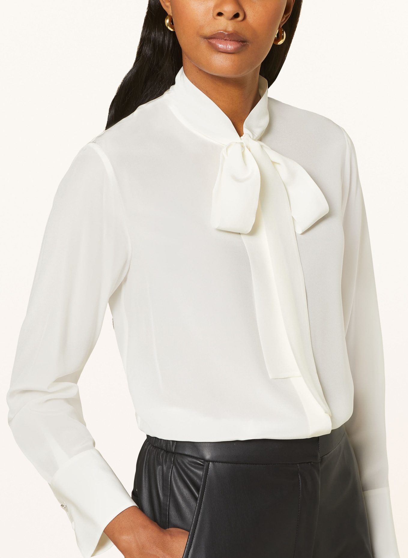 BOSS Bow-tie blouse BITOA made of silk, Color: ECRU (Image 4)