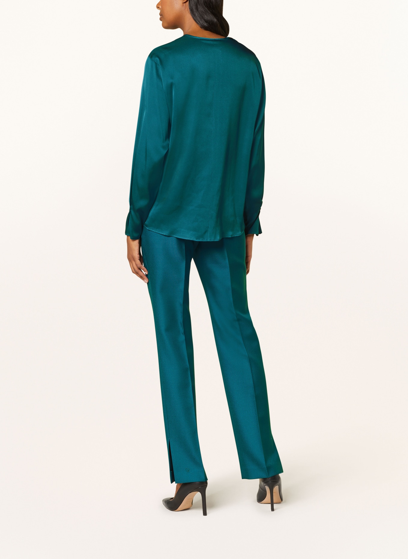 BOSS Shirt blouse BINALEA in silk, Color: TEAL (Image 3)