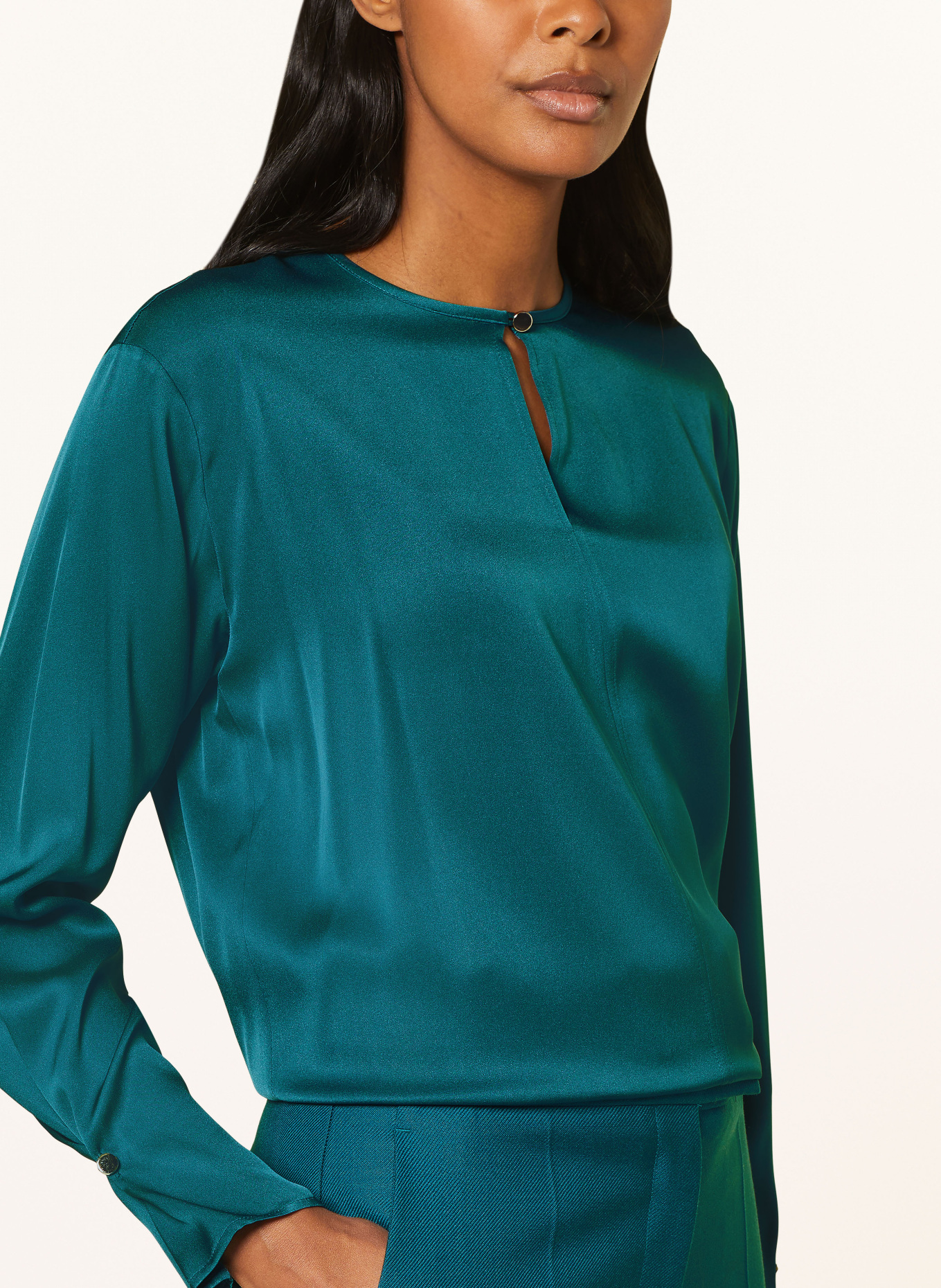 BOSS Shirt blouse BINALEA in silk, Color: TEAL (Image 4)
