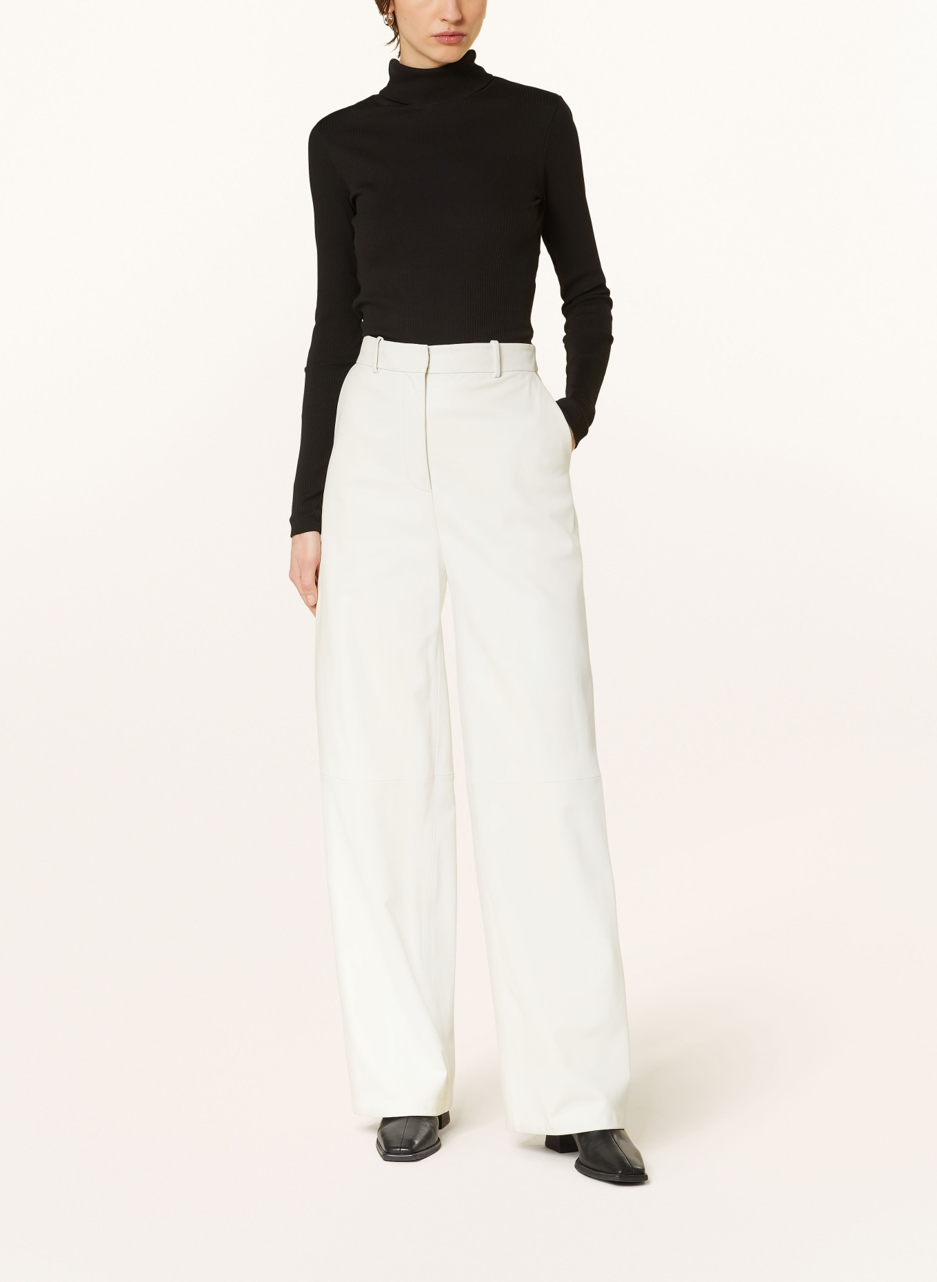 BOSS Leather pants SIBETHA, Color: WHITE (Image 2)