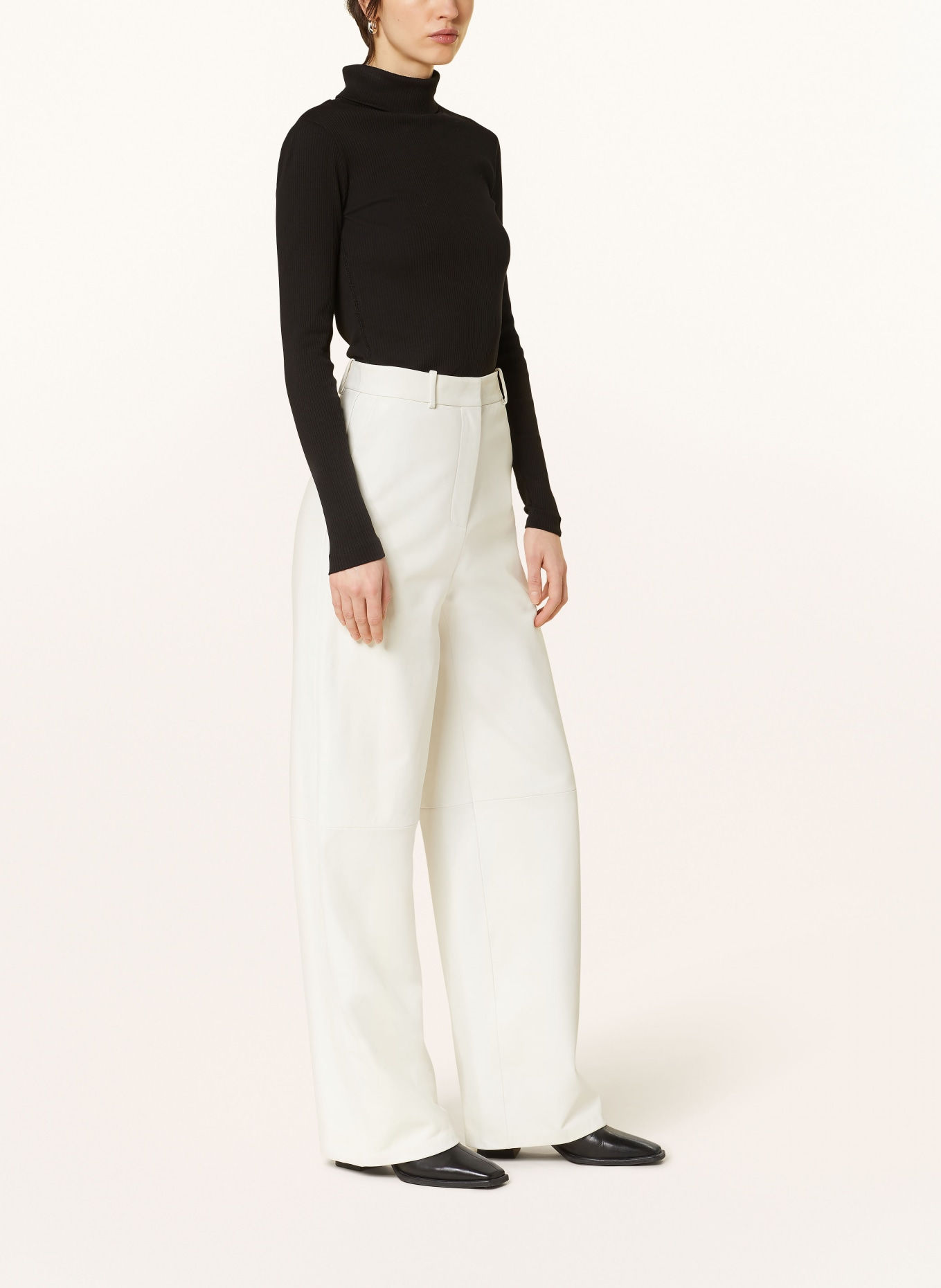 BOSS Leather pants SIBETHA, Color: WHITE (Image 4)
