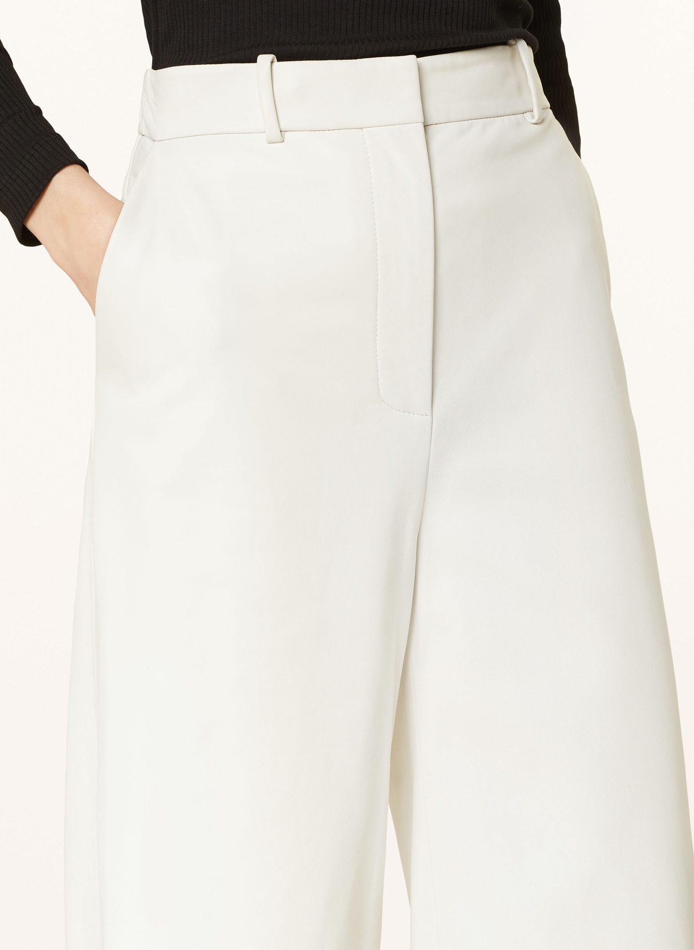BOSS Leather pants SIBETHA, Color: WHITE (Image 5)