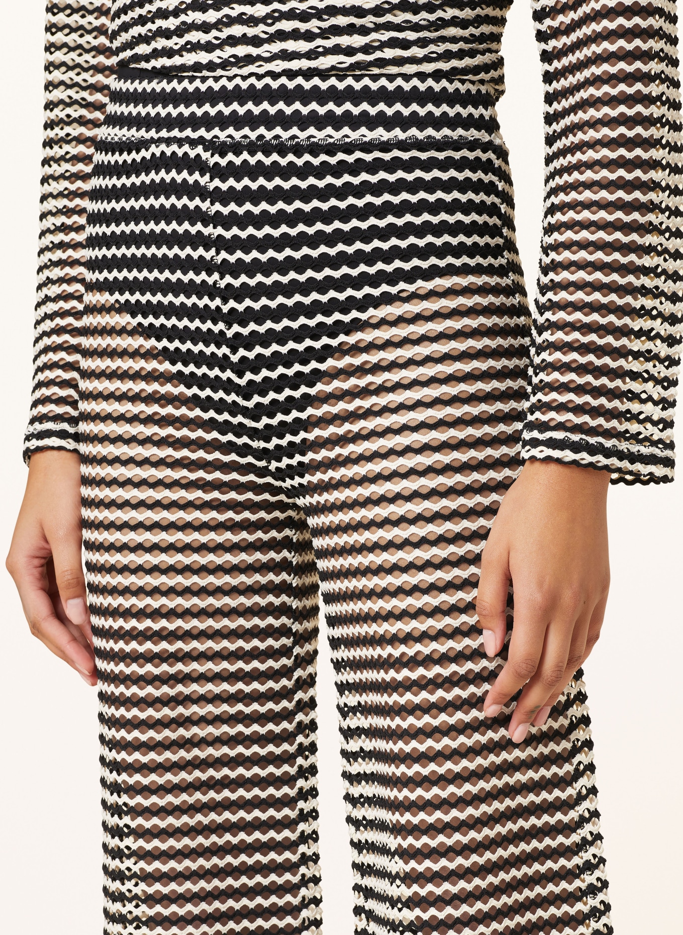 SEAFOLLY Wide leg trousers MESH EFFECT, Color: BLACK/ WHITE (Image 5)