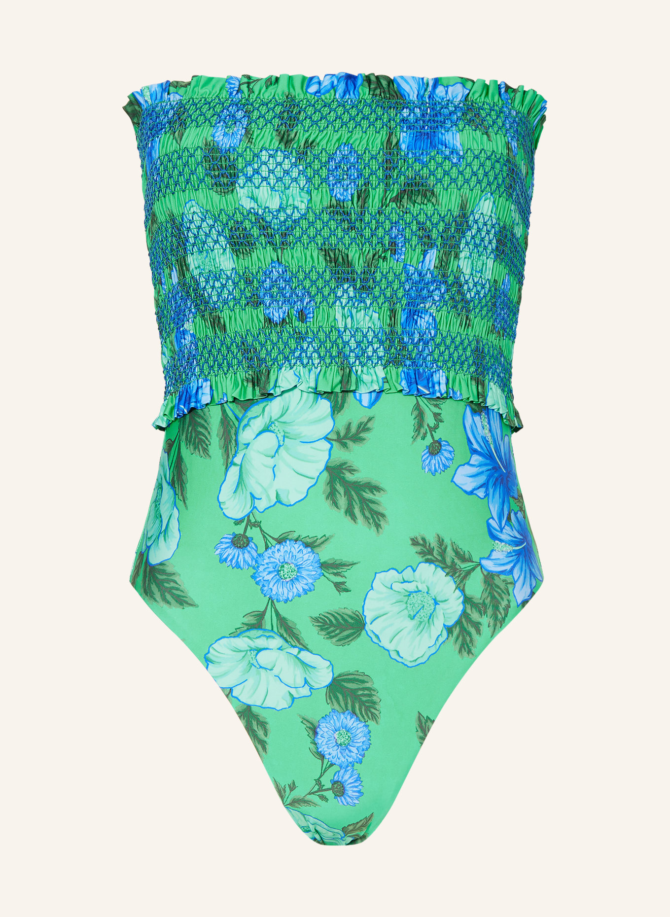 SEAFOLLY Bandeau swimsuit GARDEN PARTY, Color: GREEN/ BLUE/ TURQUOISE (Image 1)