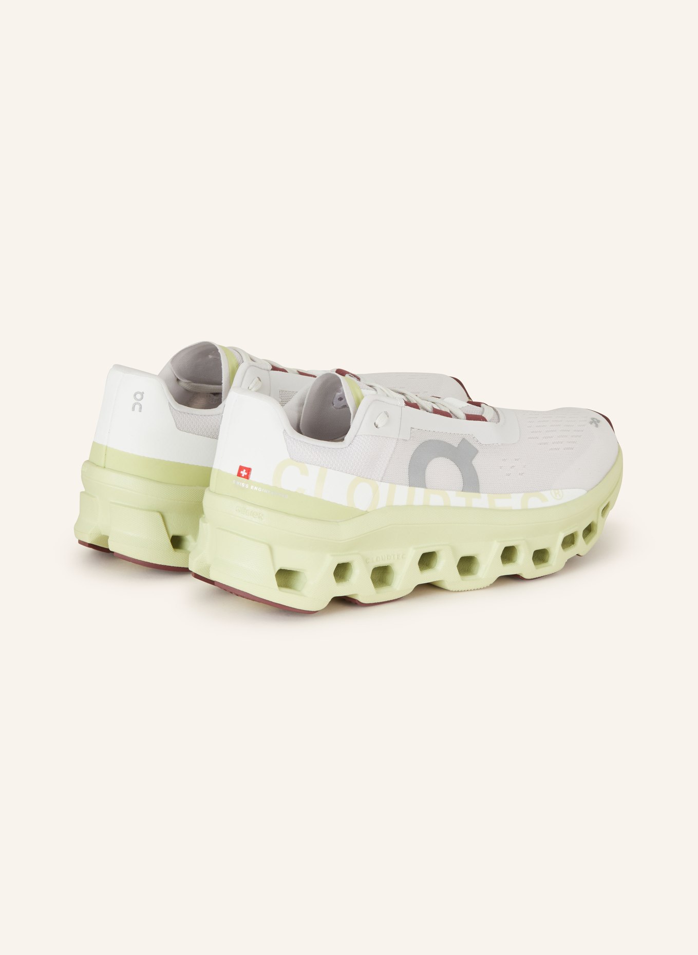On Sneakers CLOUDMONSTER, Color: CREAM/ LIGHT GREEN (Image 2)