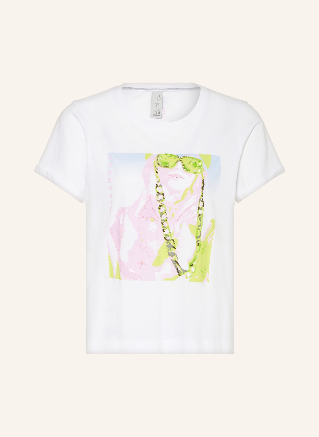 ULLI EHRLICH SPORTALM T-shirt z cekinami, Kolor: BIAŁY (Obrazek 1)
