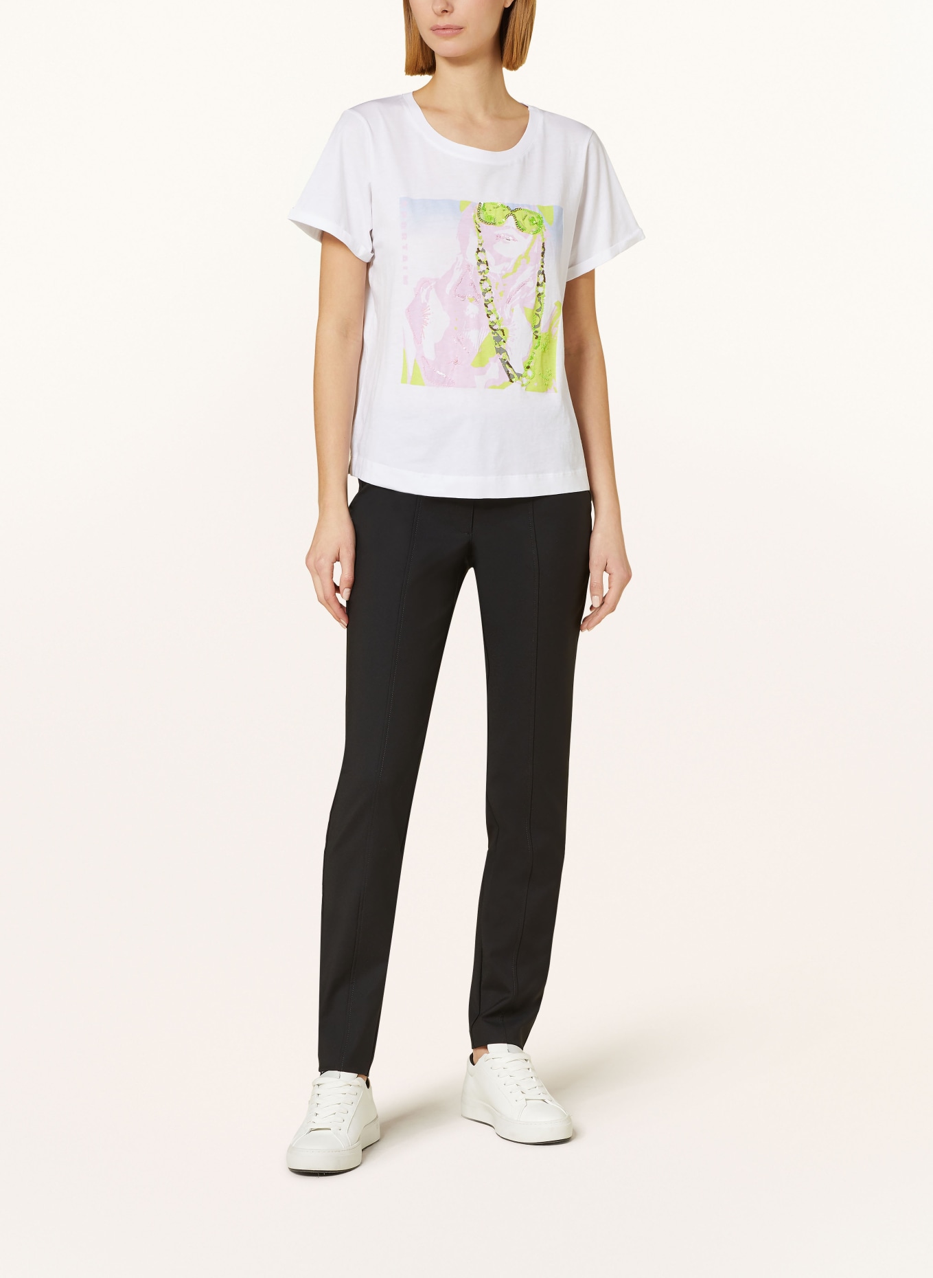 ULLI EHRLICH SPORTALM T-Shirt mit Pailletten, Farbe: WEISS (Bild 2)