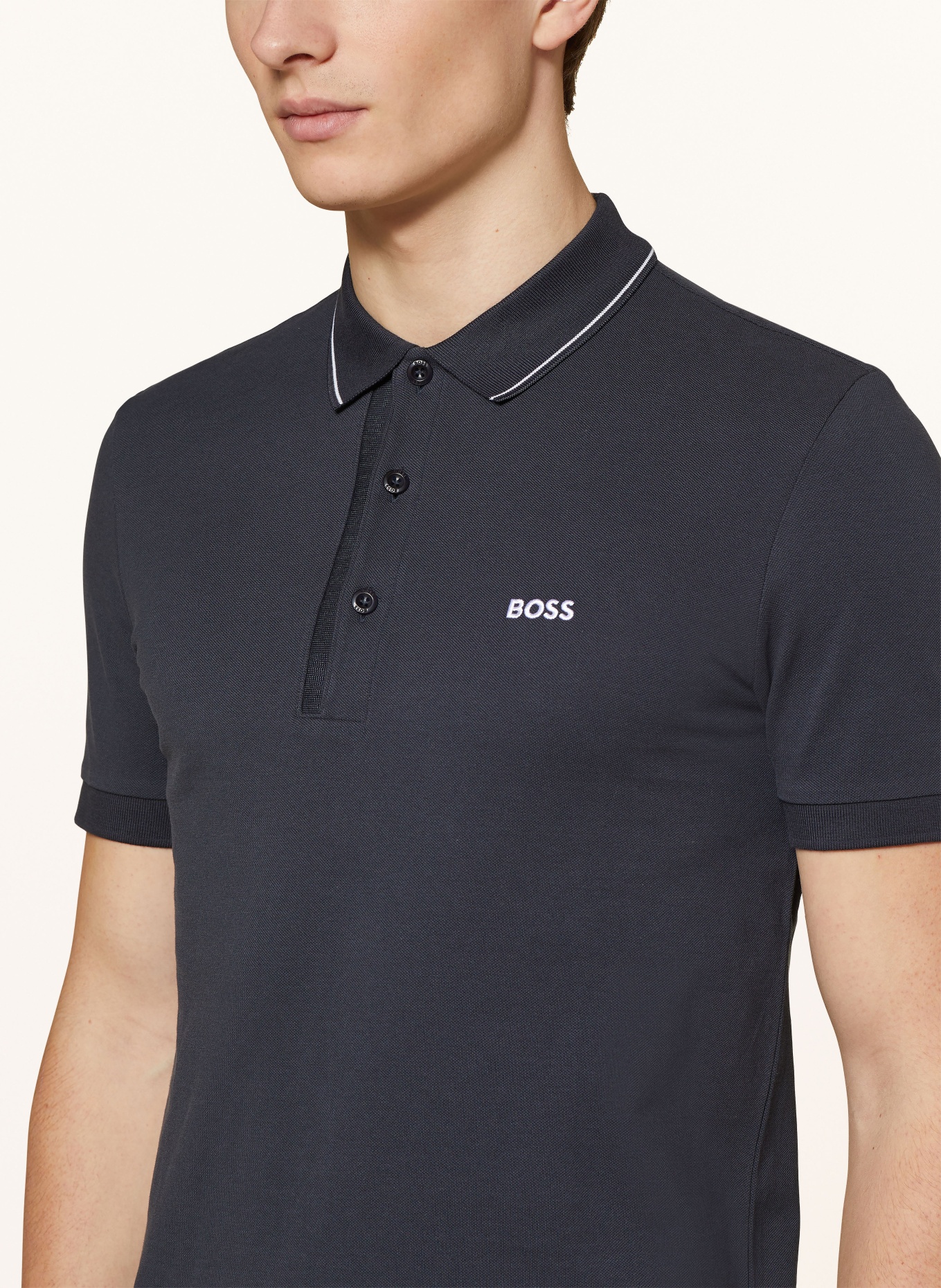 BOSS Piqué-Poloshirt PAULE Slim Fit, Farbe: DUNKELBLAU (Bild 4)
