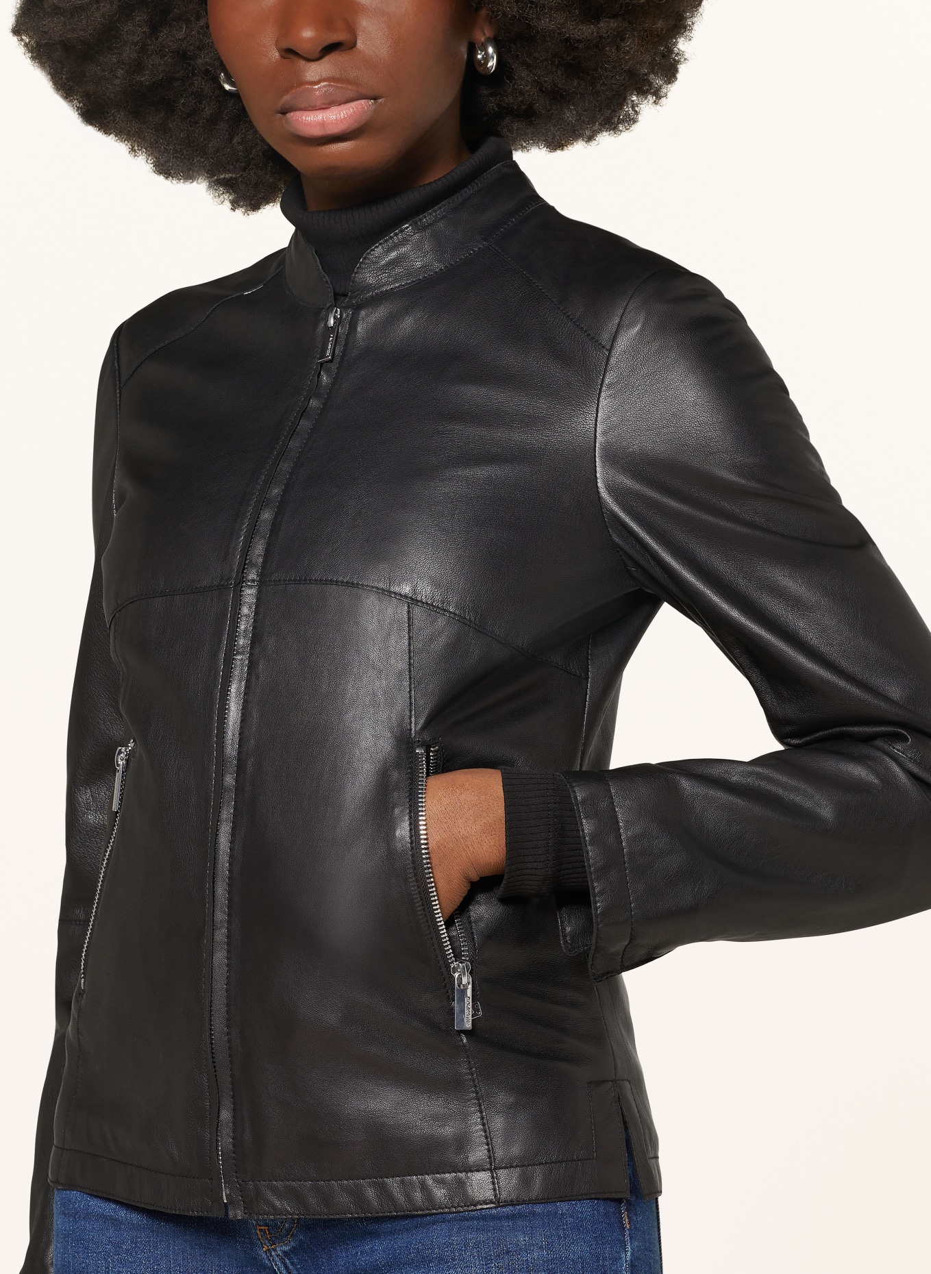 MILESTONE Leather jacket MSJASMINE, Color: BLACK (Image 4)