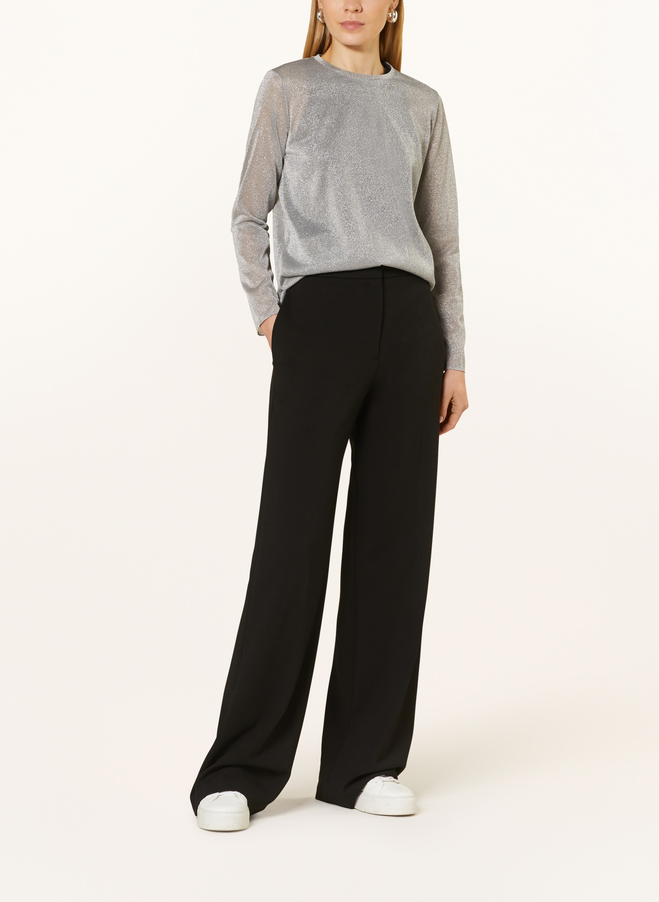 MaxMara LEISURE Long sleeve shirt ETRA with glitter thread, Color: SILVER (Image 2)