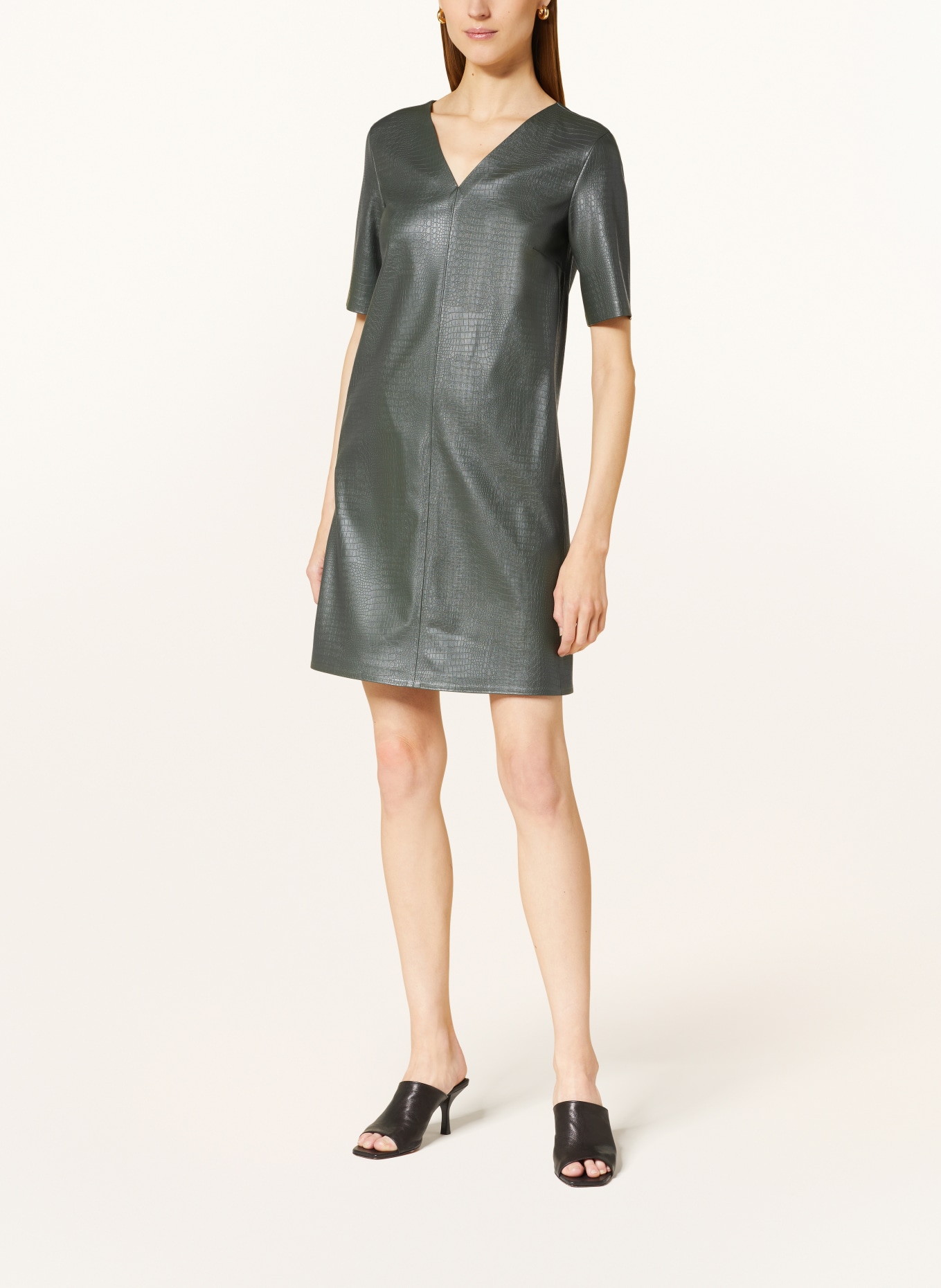 MaxMara LEISURE Dress ELIOT in leather look, Color: DARK GREEN (Image 2)