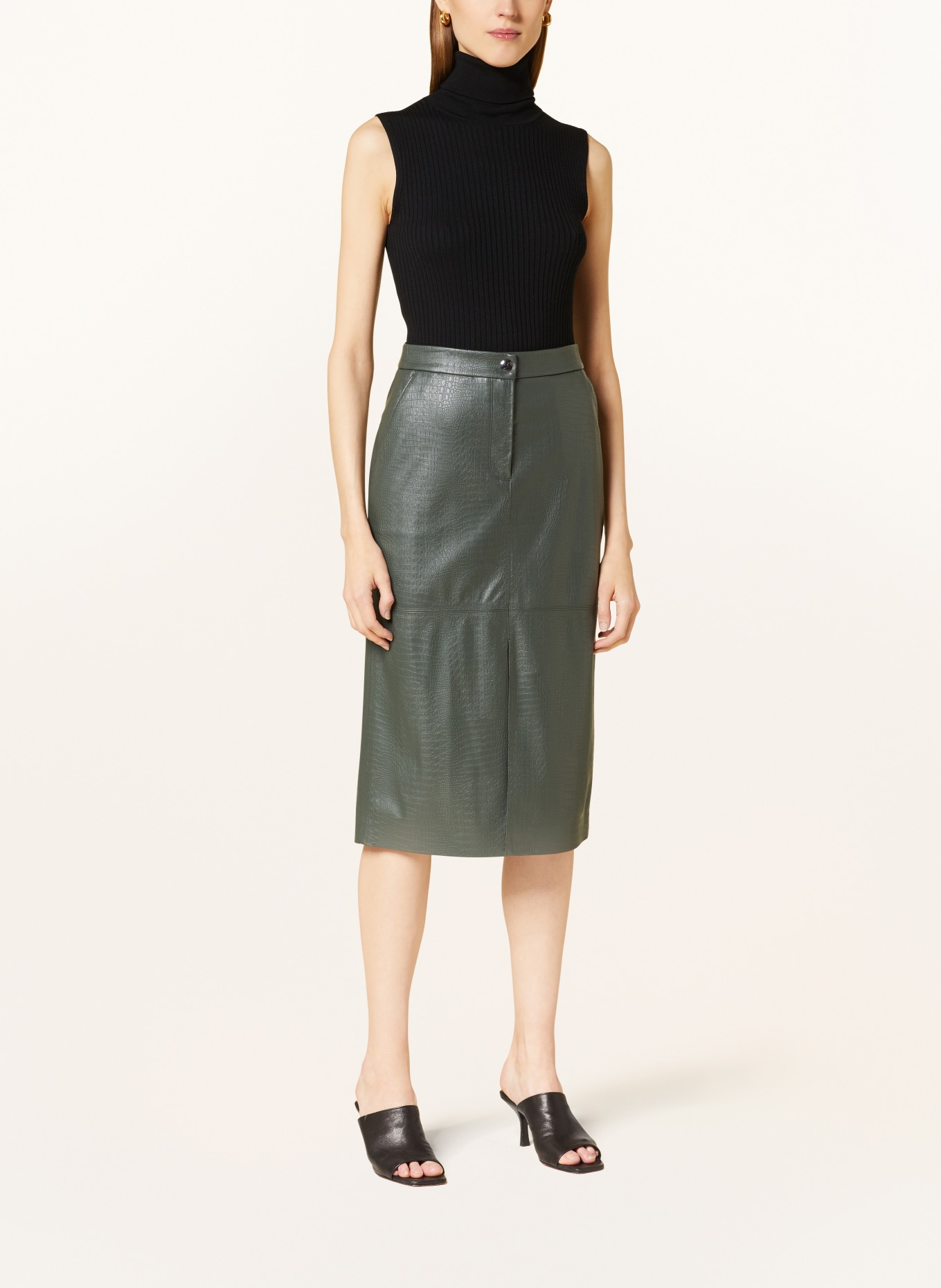 MaxMara LEISURE Skirt ETHEL in leather look, Color: DARK GREEN (Image 2)