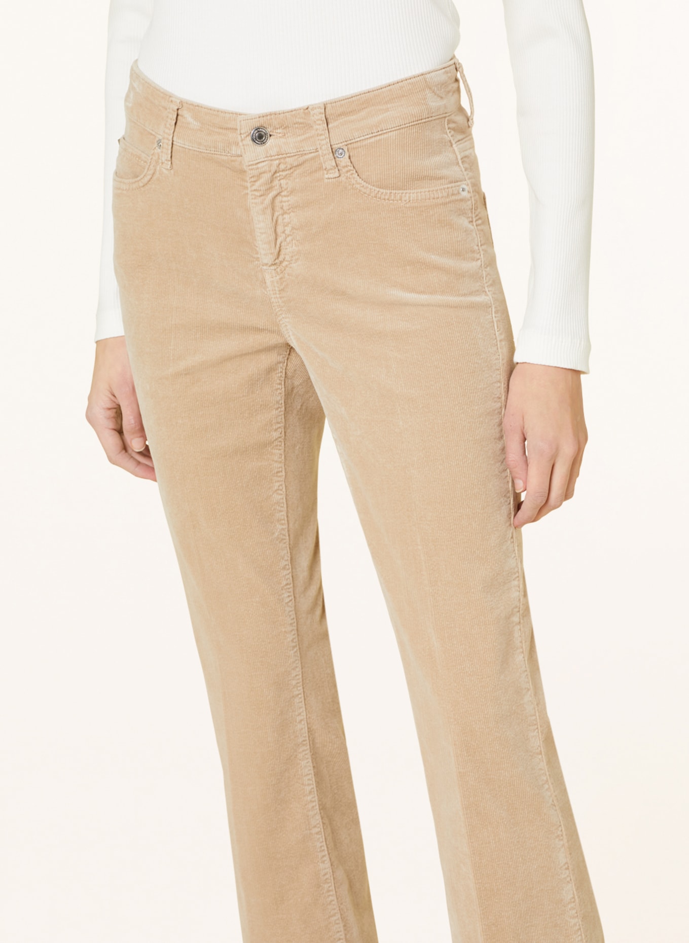 Pieces Tall paperbag waist straight leg cord trousers in cream | ASOS