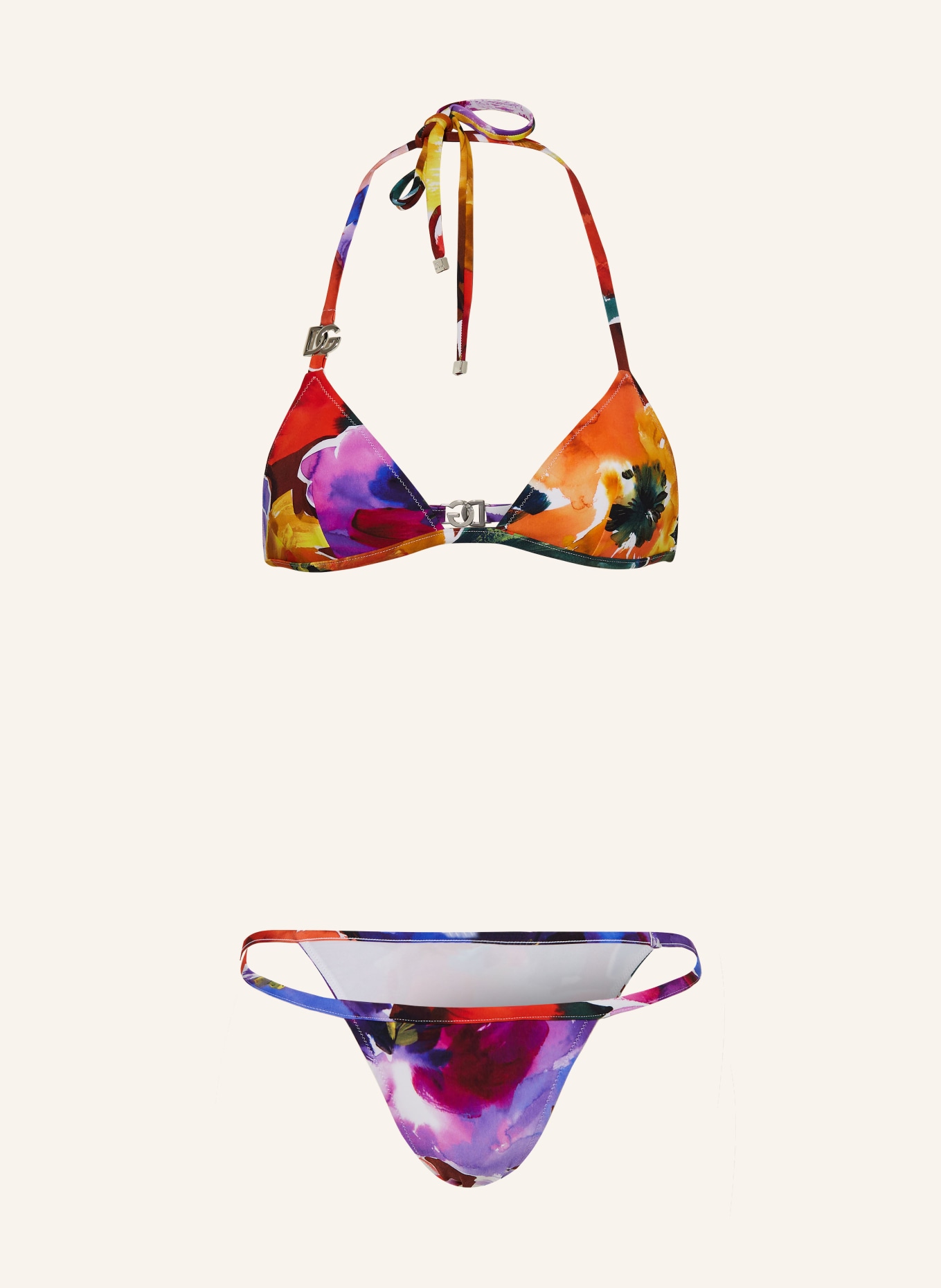 DOLCE & GABBANA Bikini trójkątne, Kolor: BRĄZOWY/ CZERWONY/ LILA (Obrazek 1)