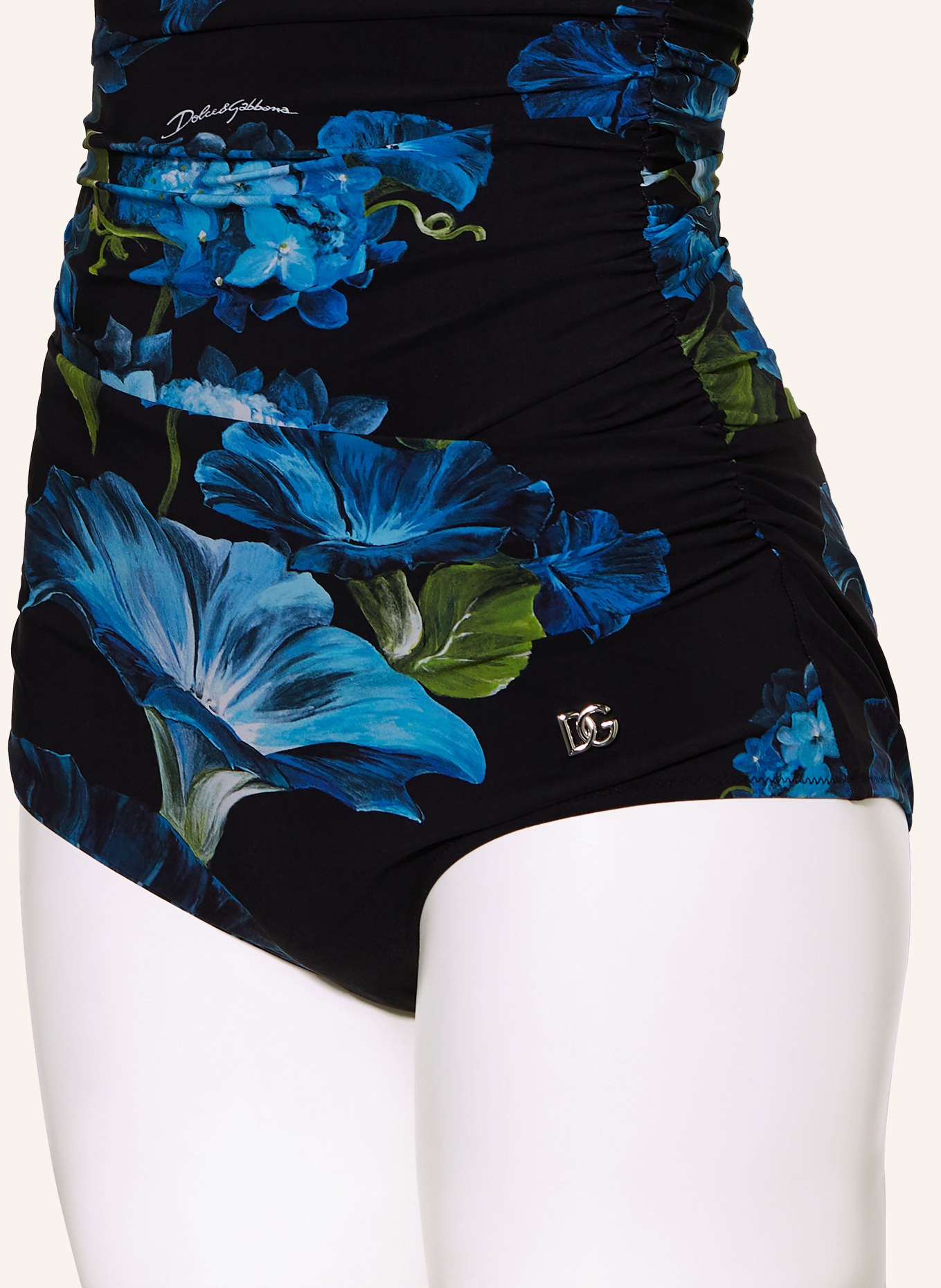DOLCE & GABBANA Halter neck swimsuit CAMPANULE, Color: BLACK/ BLUE/ GREEN (Image 5)