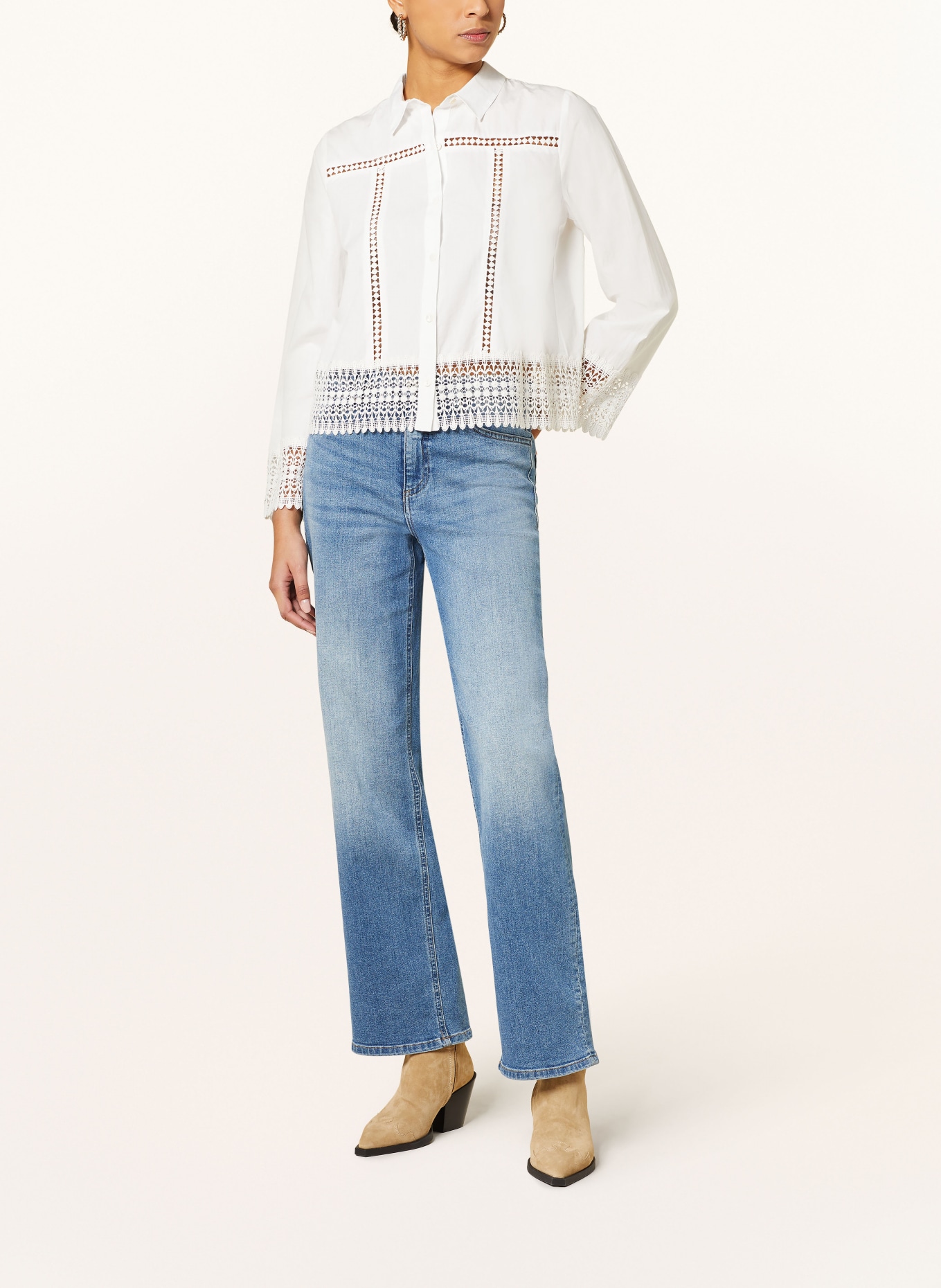 ICHI Shirt blouse IHHILAVA with crochet lace, Color: WHITE (Image 2)