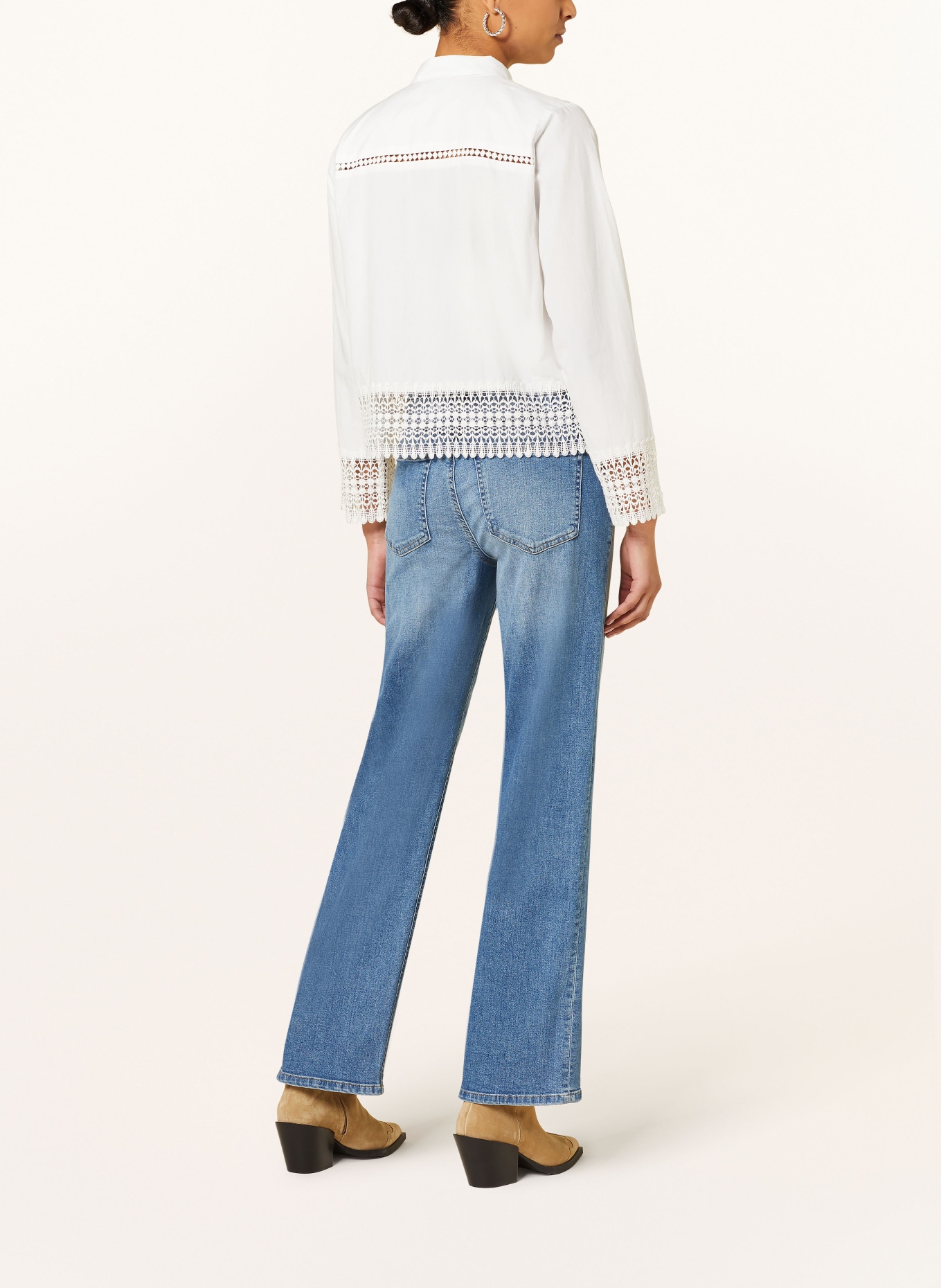 ICHI Shirt blouse IHHILAVA with crochet lace, Color: WHITE (Image 3)