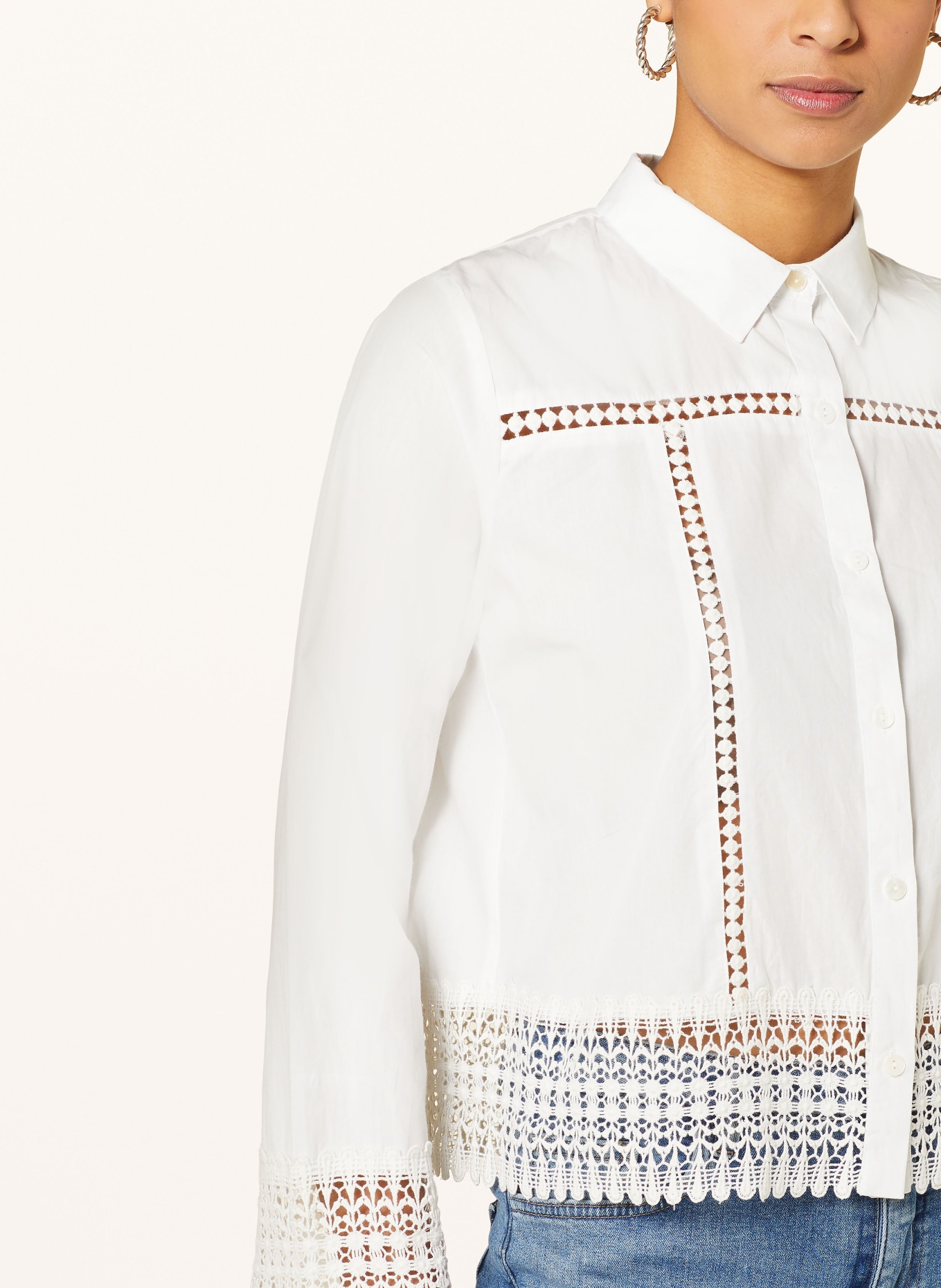 ICHI Shirt blouse IHHILAVA with crochet lace, Color: WHITE (Image 4)