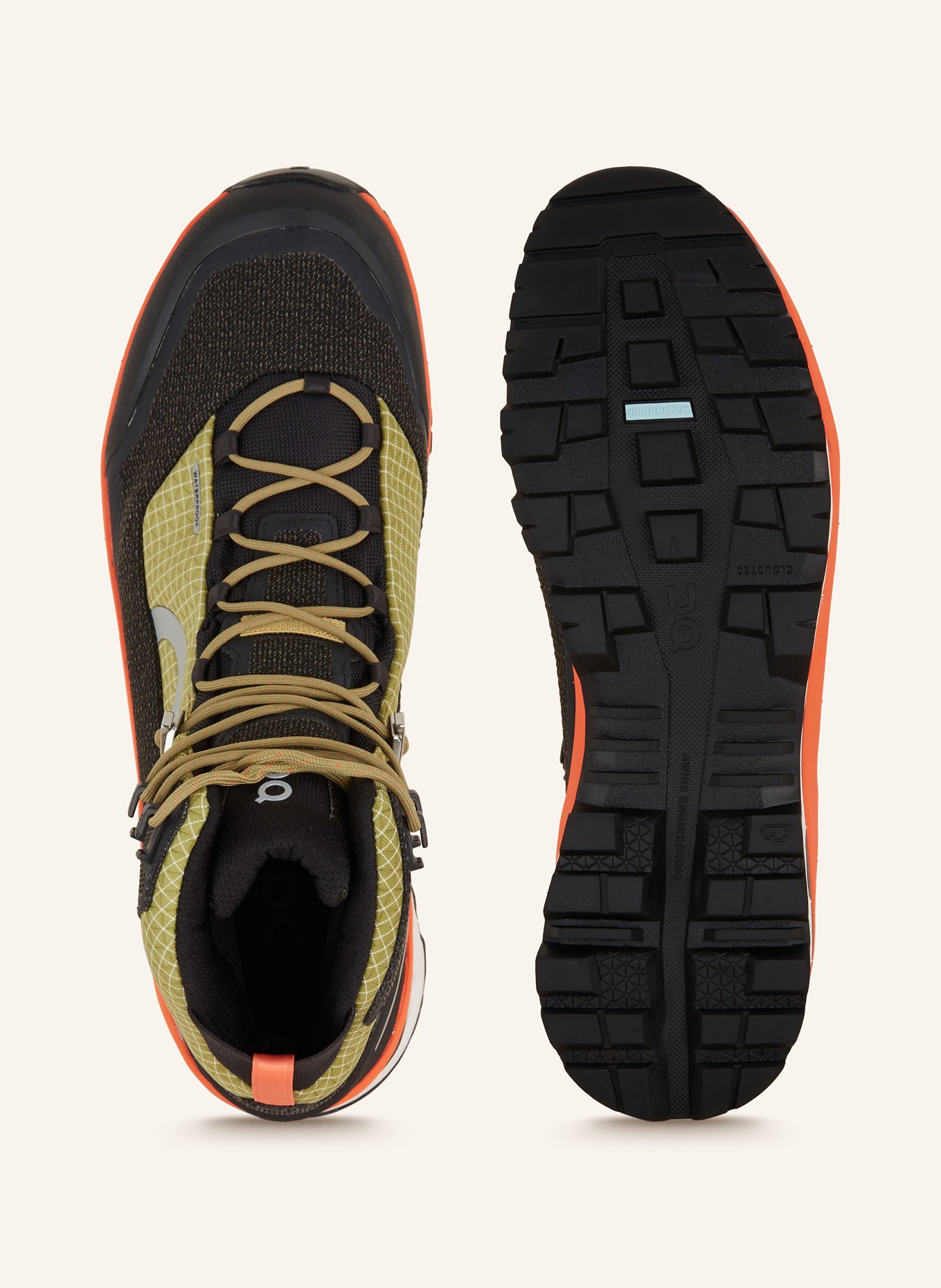 On Trekking shoes CLOUDALPINE WATERPROOF, Color: BLACK/ LIGHT GREEN/ ORANGE (Image 5)